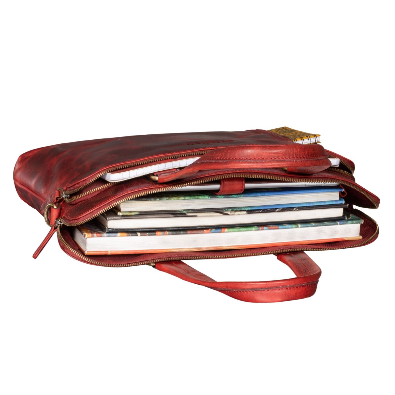 "Lory" Damen kara rot Handtasche - Aktentasche Leder STILORD