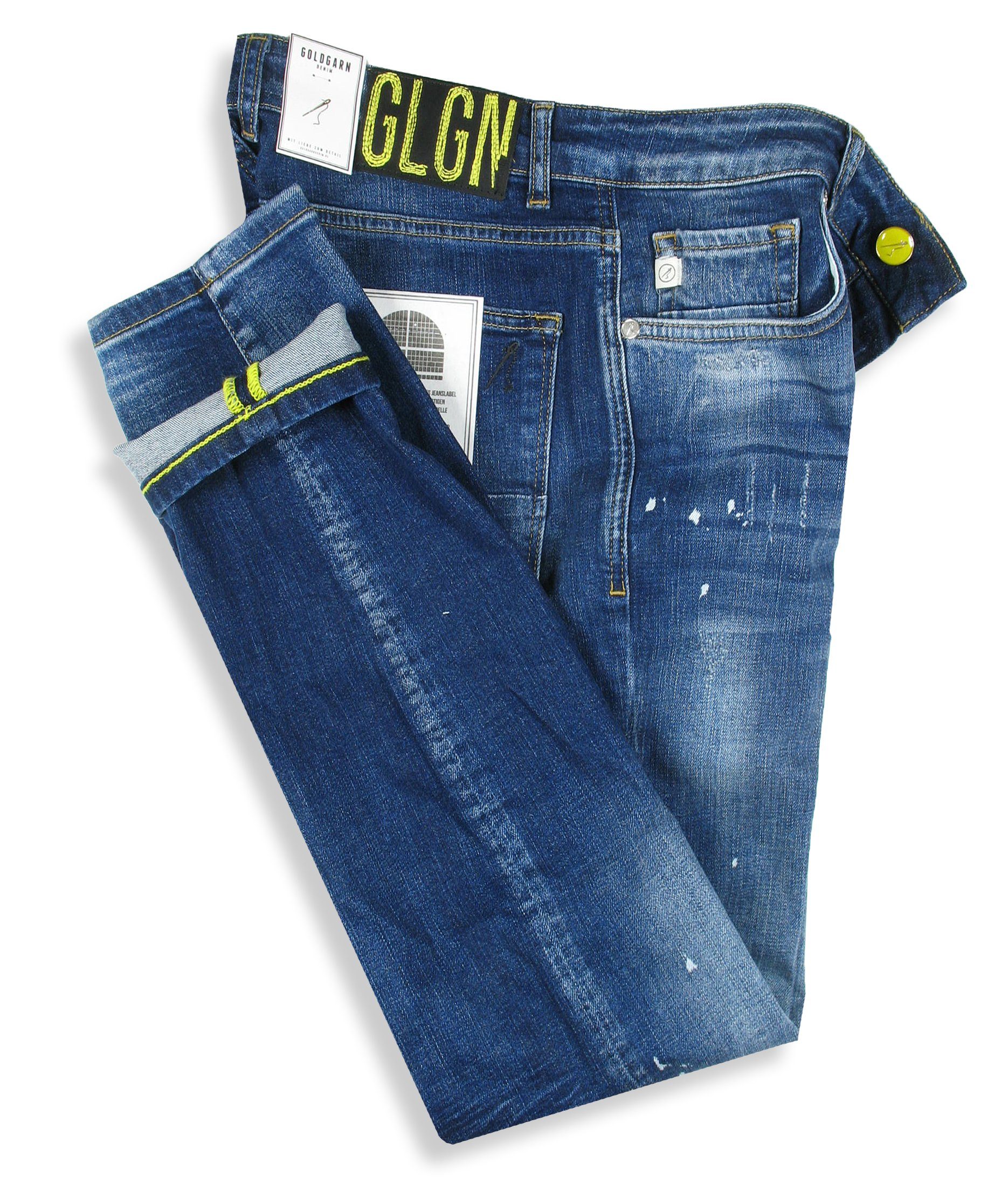 Goldgarn 5-Pocket-Jeans Herren U2 Slim Fit distressed Denim