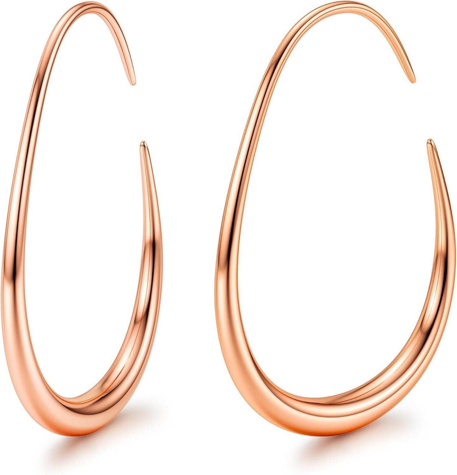 LuxusKollektion Paar Creolen Hypoallergene Ovale Edelstahl Creolen Damen 18K Gold/Weißgold/Roségold