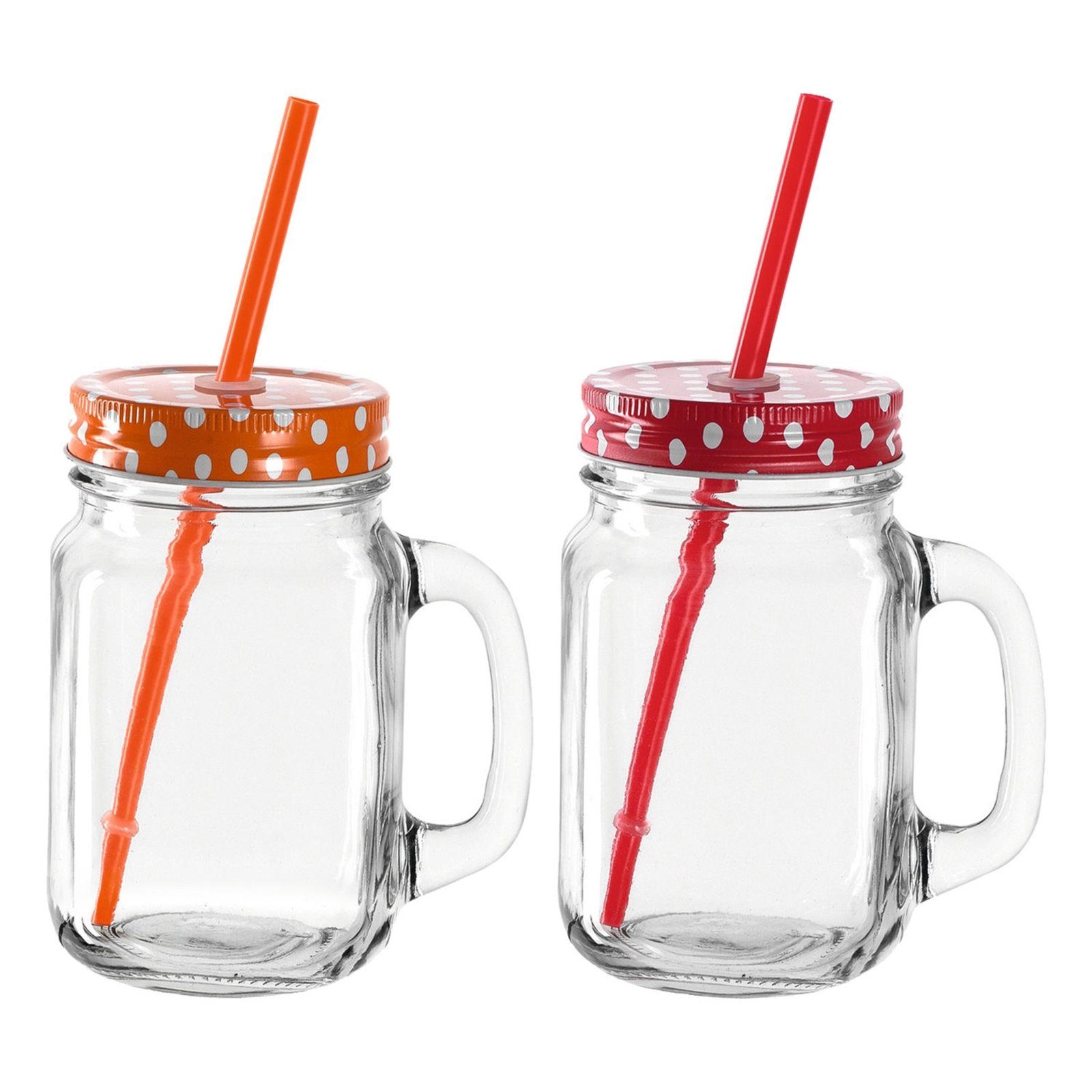 montana-Glas Glas Becher 2er Set Rot Orange aus der Serie go, 2-tlg., Glas, Wasserglas Longdrinkglas Partyglas Saftglas