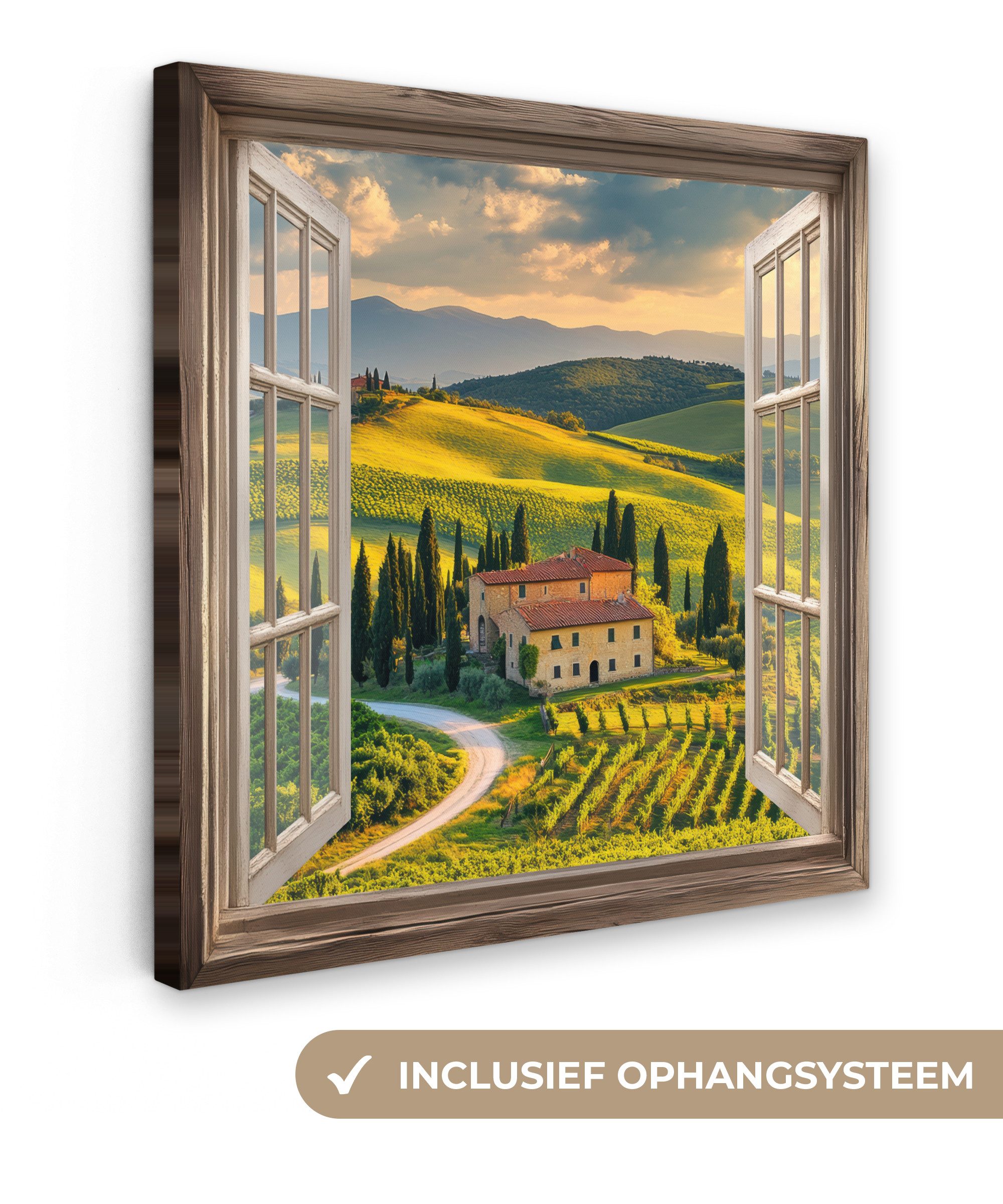 OneMillionCanvasses® Leinwandbild Ansichten - Toskana - Landschaft - Sommer, Fotodruck (1 St), Wandbild, Deko Schlafzimmer Wohnzimmer Flur 20x20 cm