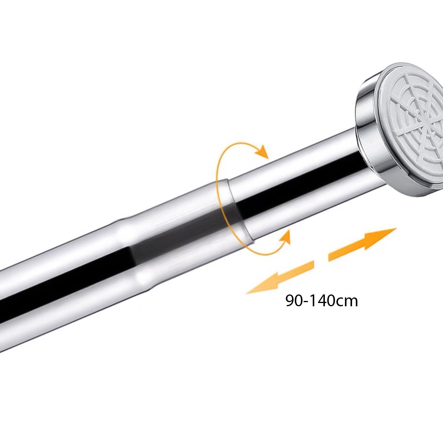 1-läufig, Edelstahl geklemmt, ausziehbar, Edelstahl, 90-140cm Design, Duschvorhangstange, mm, Ø mit Feder Ailiebe 22 Ausziehbar Teleskopstange