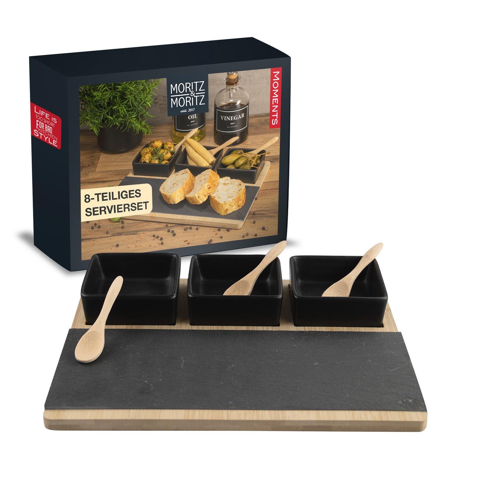 Moritz & Moritz Servierschale Чаши Set, Schiefer, Bambus, Keramik, (Set, 8-tlg), als Tapas Чаши und Dip Schälchen