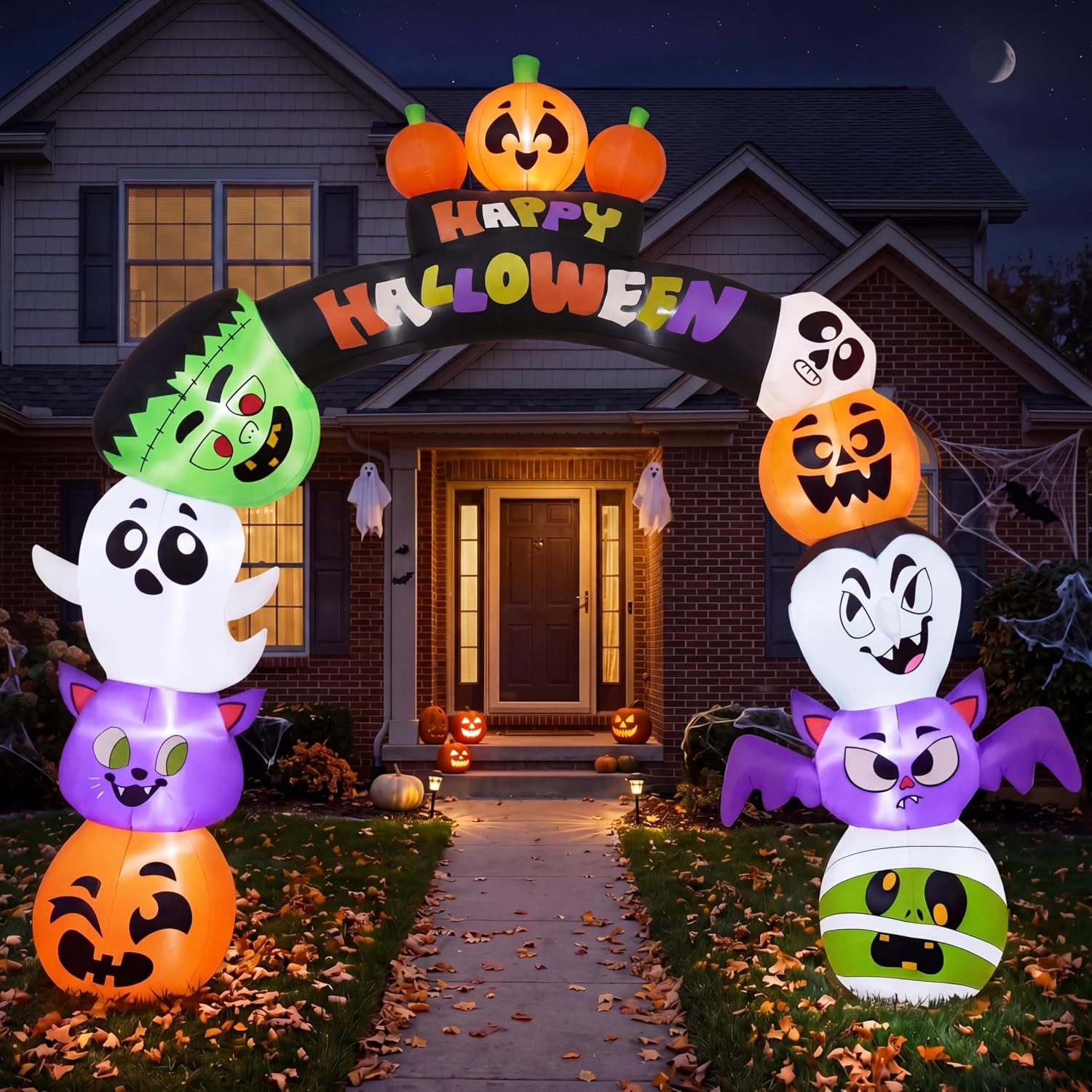 Joiedomi Aufblasbares Partyzubehör Joiedomi 2,4 m Halloween Aufblasbarer Kürbisbogen mit LED, Aufblasbare