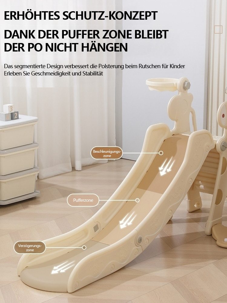 habeig Indoor Slide 4-in-1 Multifunctional Children's Slide with Swing, Foldable, Extremely Stable