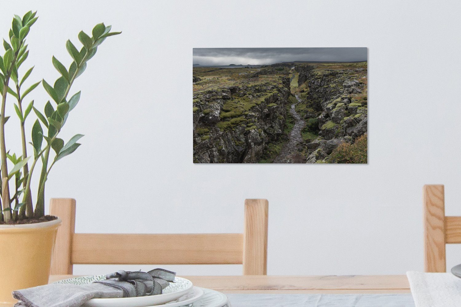 St), Landschaft Wanddeko, in Leinwandbilder, Die 30x20 Wandbild des OneMillionCanvasses® Island, Aufhängefertig, (1 Leinwandbild cm Þingvellir-Nationalparks