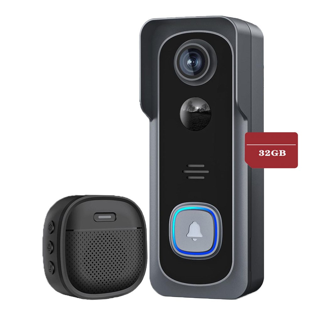 Avylet Smart Home Türklingel türklingel mit kamera mit Paketerkennung 2K Full HD Farb-Nachtsicht (Aussen, Außenbereich, außen, PIR Bewegungserkennung, Unterstützt TF-Karte & Cloud-Speicher, mit Chime, 2-Wege-Audio, 2.4GHz WLAN, 166° Weitwinkel, Batteriebetrieben, Alexa, Infrarot Nachtsicht, IP65)
