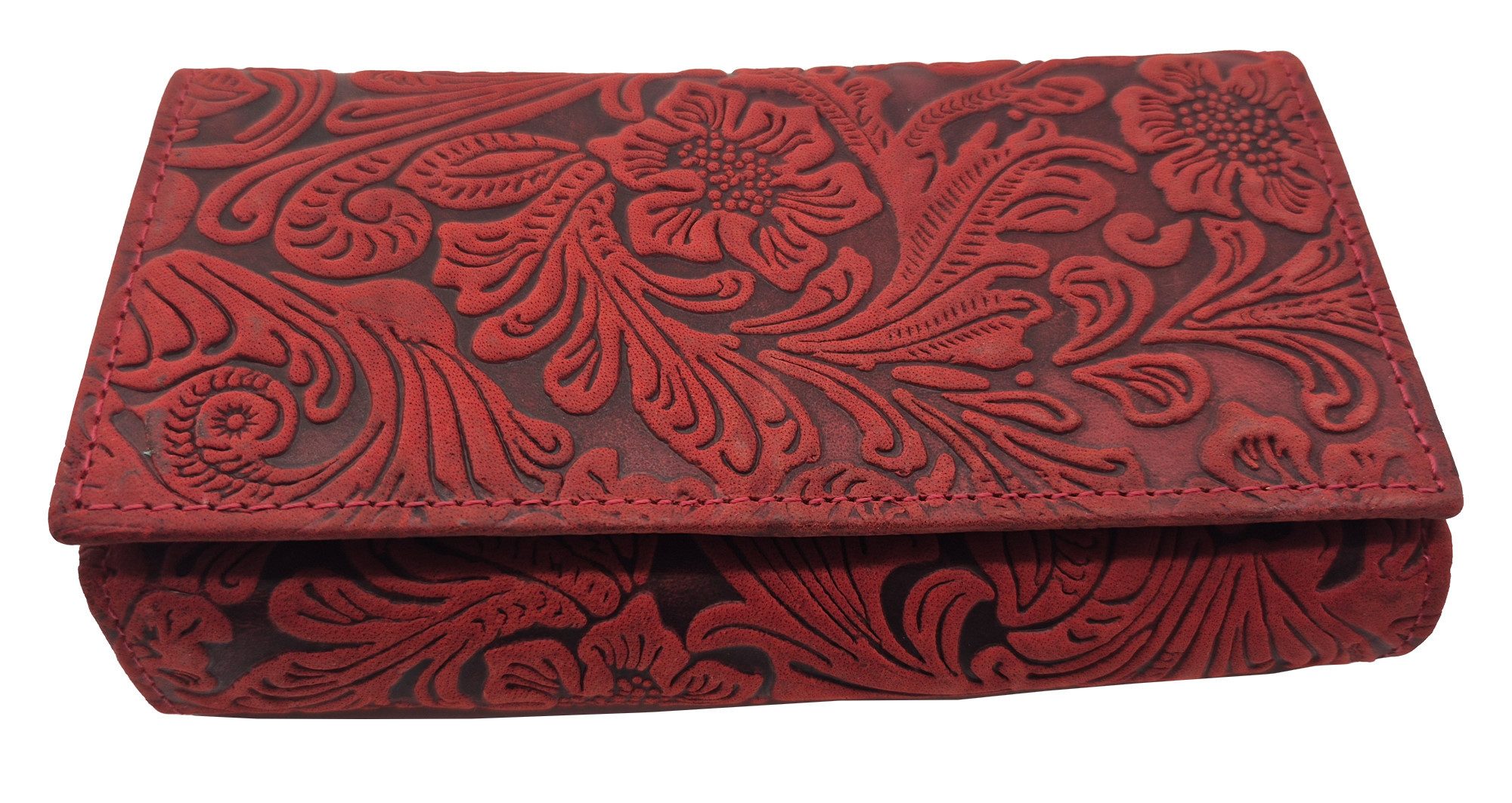 Einkaufszauber Geldbörse Echt Leder Damen Geldbeutel Floral Luxus, Naturbelassenes Leder