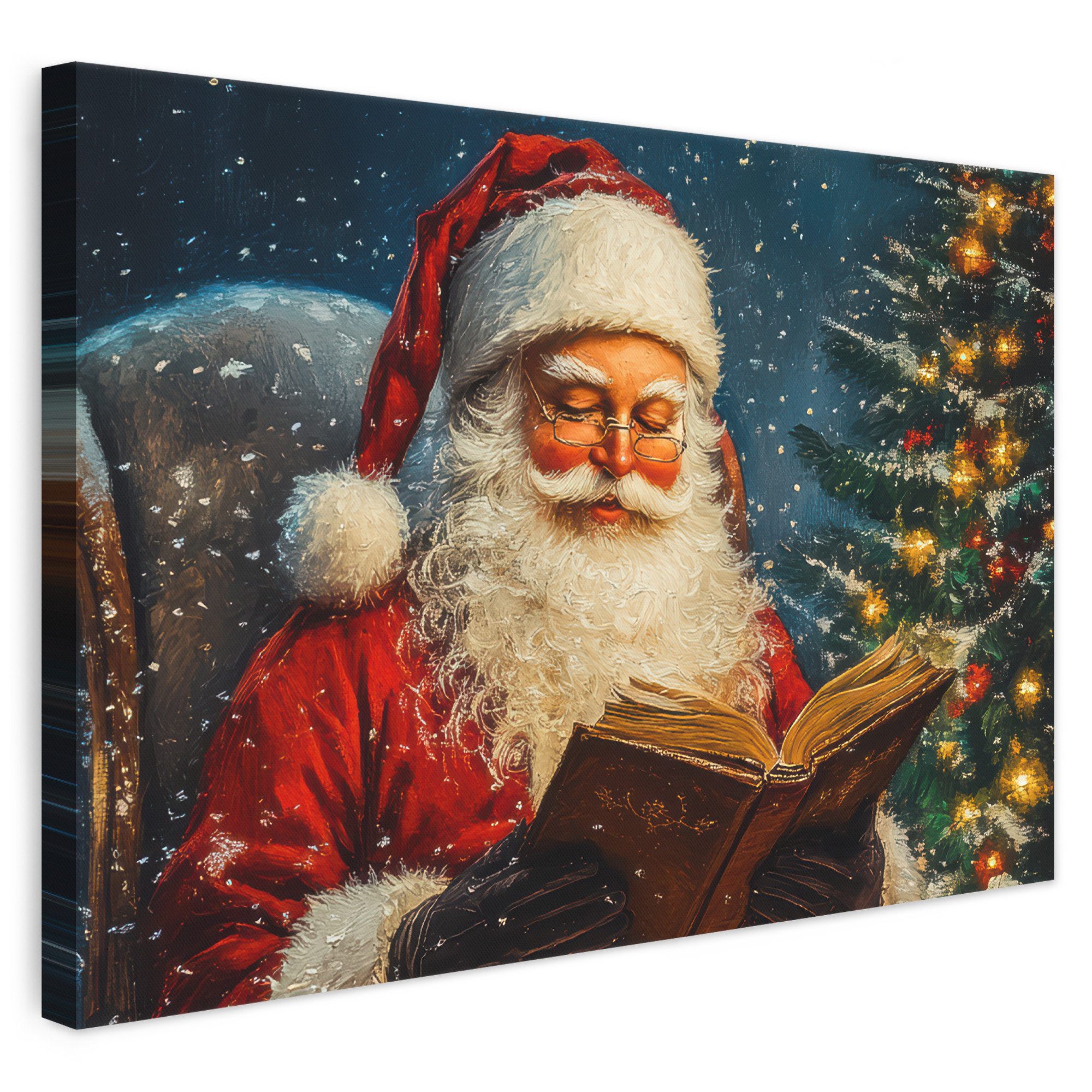 OneMillionCanvasses® Leinwandbild Weihnachtsmann - Weihnachten - Winter - Weihnachtsbaum, Fotodruck (1 St), Leinwand Bilder Klein, Wand Dekoration Aesthetic 30x20 cm