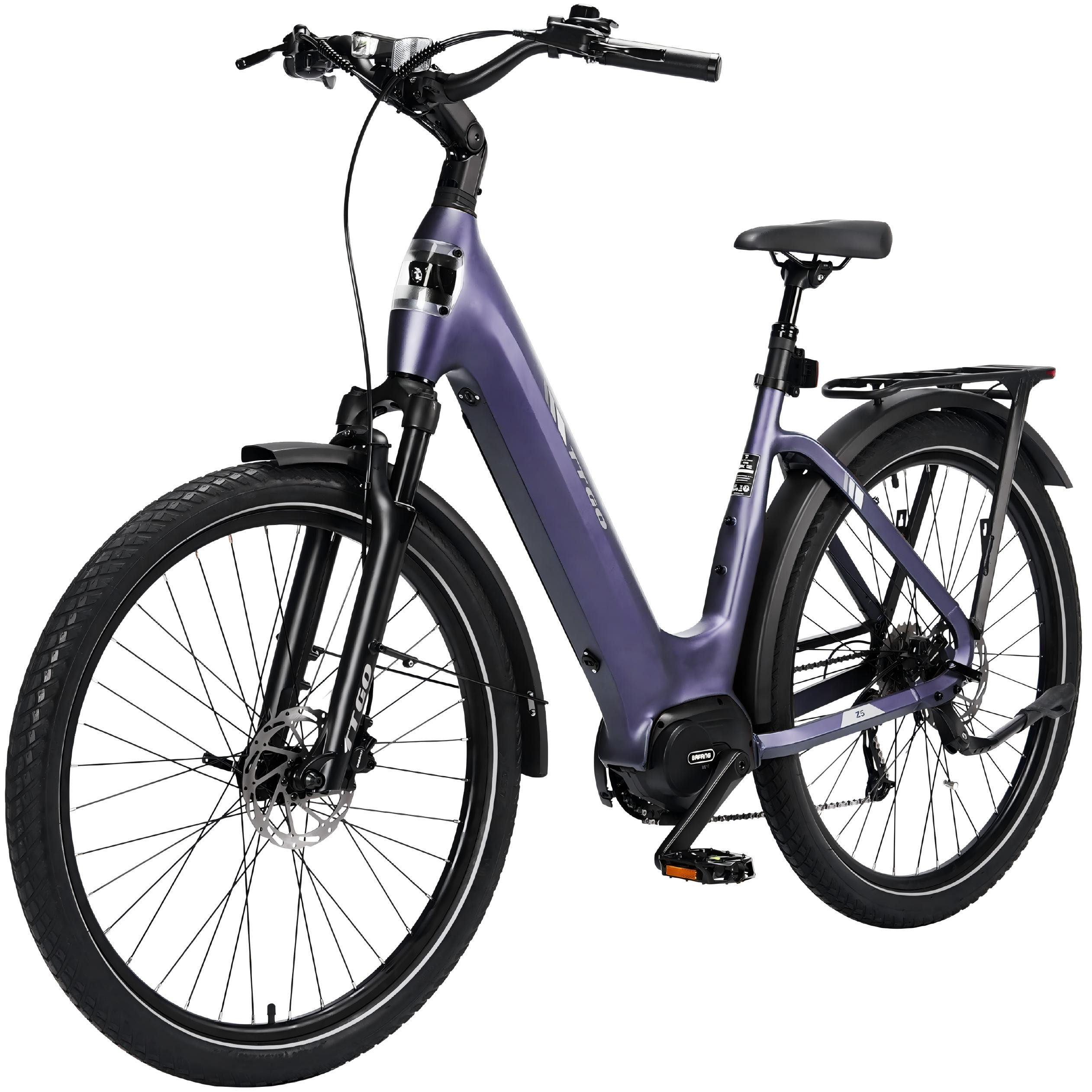 TTGO E-Bike Cityrad 28 Zoll, SUV, 75Nm Mittelmotor, 130km, Z5, für Damen und Herren, 9 Gang, Kettenschaltung, Mittelmotor, 648 Wh, 5 Stufen, Drehmomentsensor, Federsattelstütze, Elektrofahrrad, Pedelec