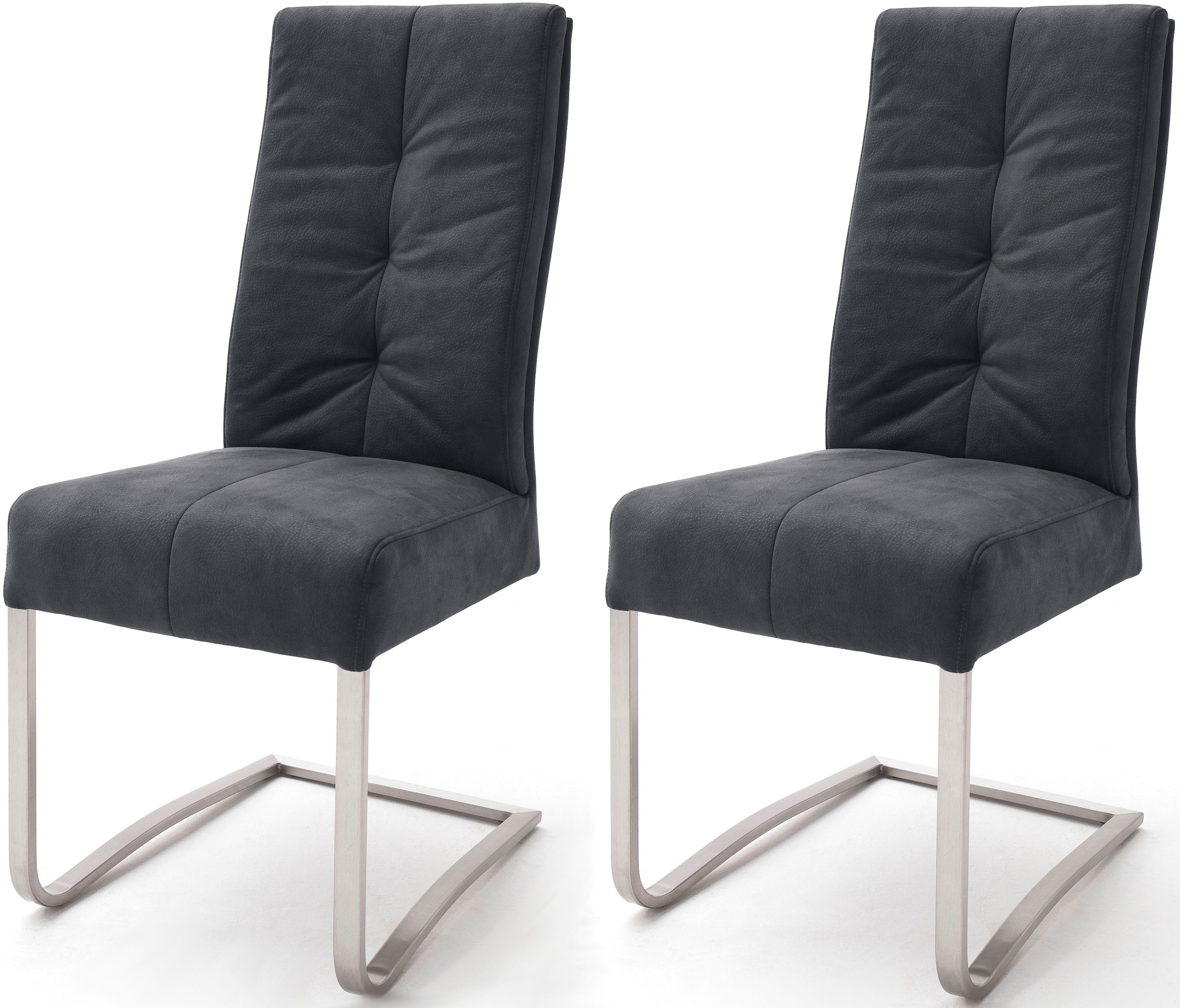 MCA furniture Esszimmerstuhl Salva Schwingstuhl 1 (Set, 2 St), mit Tonnentaschenfederkern, belastbar bis max. 120 kg Schwarz | Schwarz