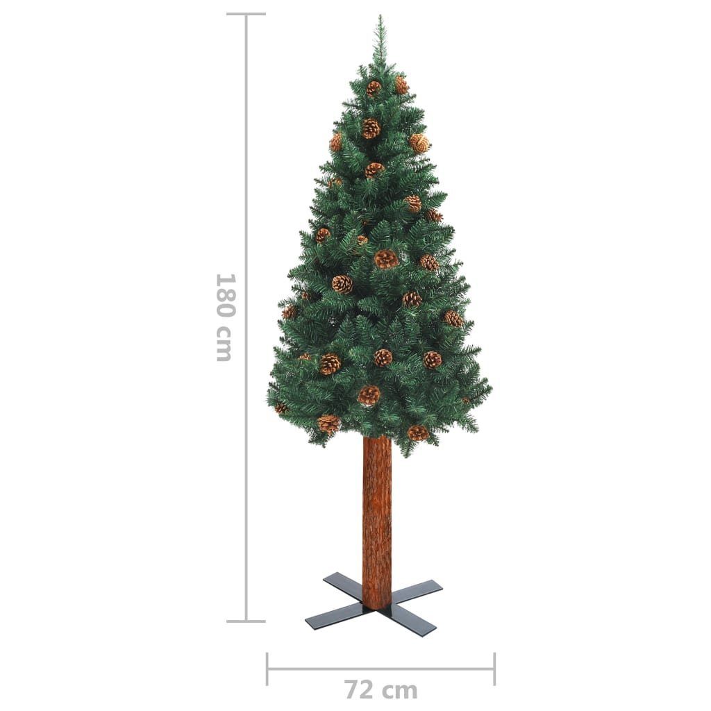 Weihnachtsbaum PVC Zapfen Schlank furnicato und cm mit Grün Künstlicher Echtholz Weihnachtsbaum 180