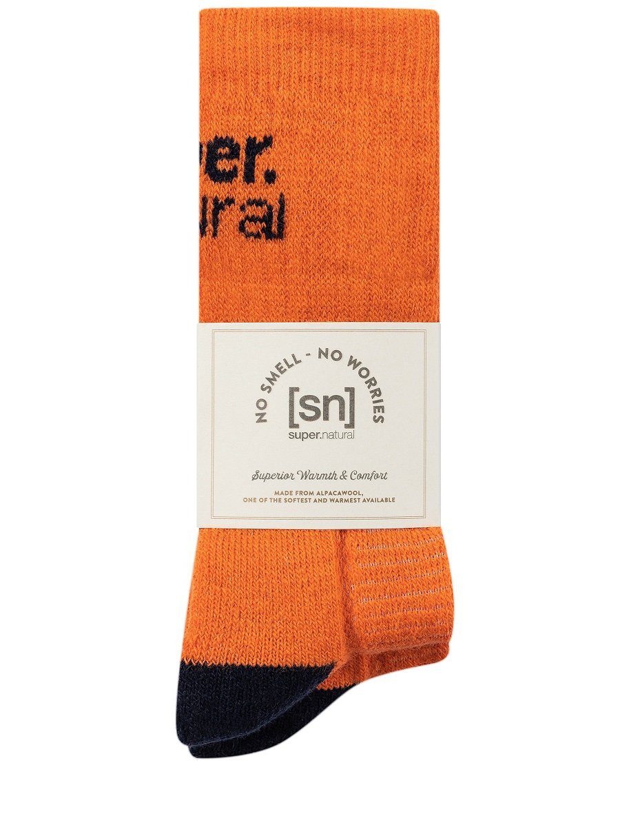 SUPER.NATURAL Socken Tagessocke Crew Cosy - Alpakawoll-Mix - orange/ozeanbl günstig online kaufen