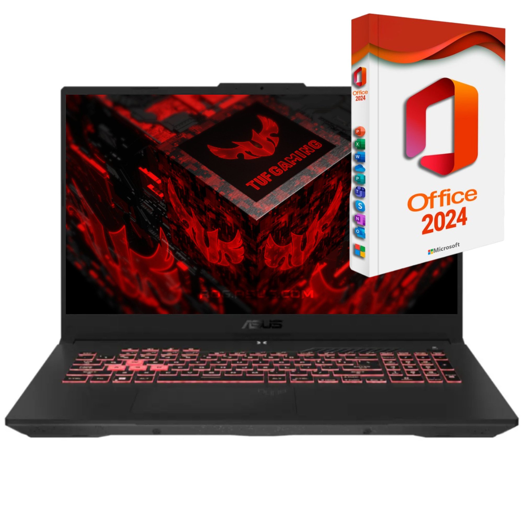 Asus TUF A17 Gaming-Notebook (44 cm/17.3 Zoll, AMD Ryzen 7 7435HS, Nvidia GeForce RTX 4050, 500 GB SSD, Windows 11 Pro 64Bit + MS Office 2024 Pro, Beleuchtete Tastatur)