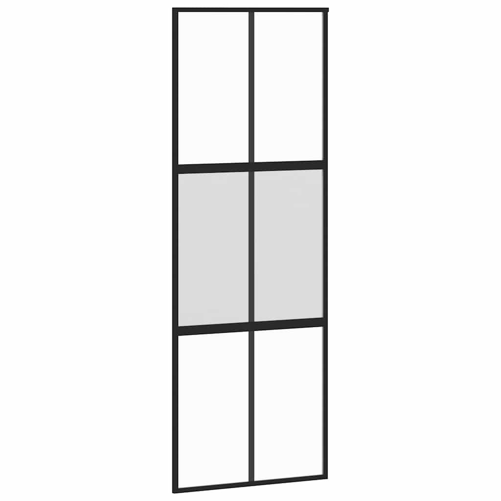 vidaXL Haustür Schiebetür Schwarz 76x205 cm Hartglas und Aluminium (1-St)