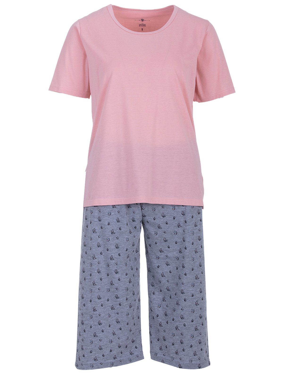 zeitlos Schlafanzug Pyjama Set Capri - Schmetterling rosa