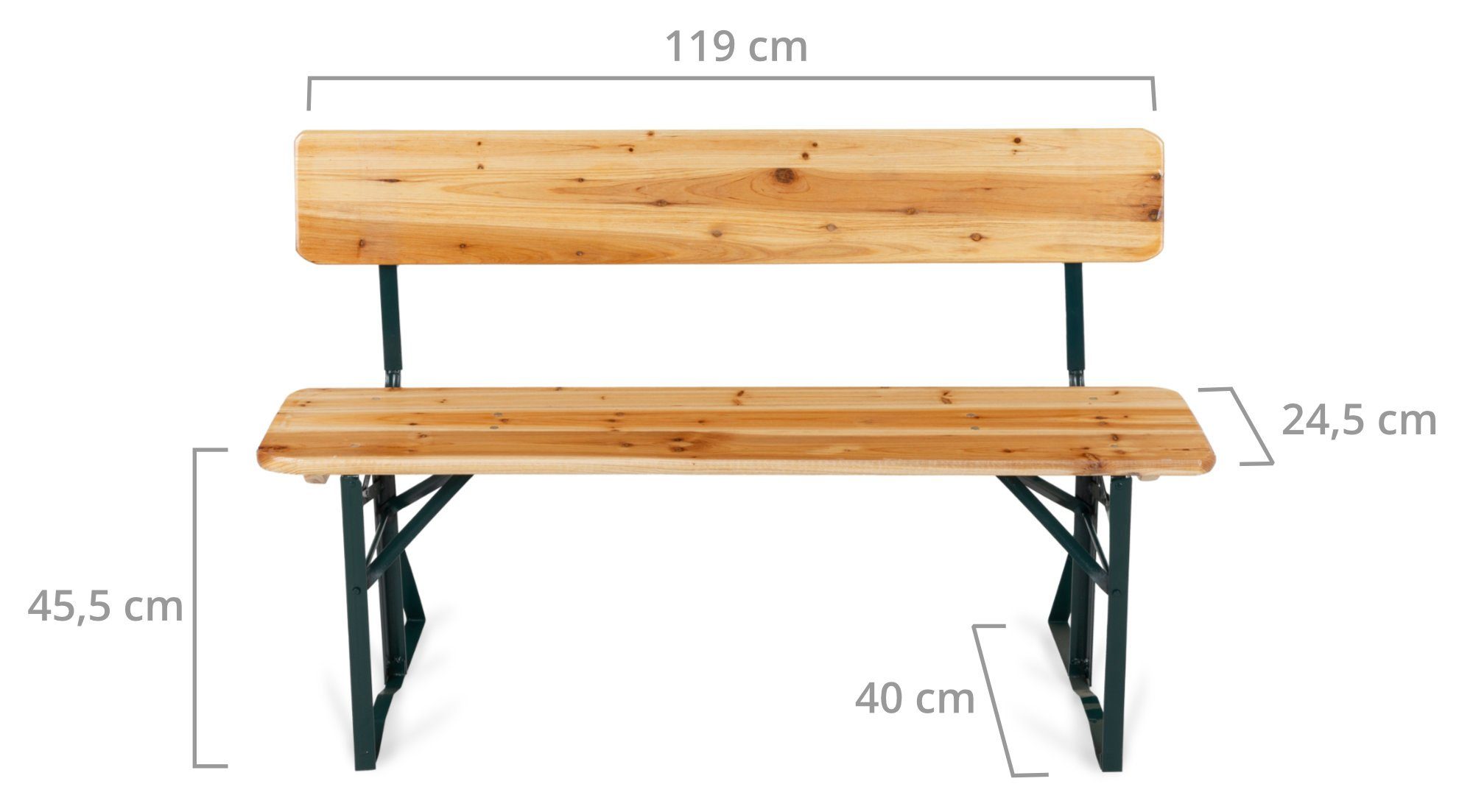 Stagecaptain Sitzbank "Hirschgarten" Bierzeltbank mit Lehne 119 cm (1-St), Gartensitzbank, Campingbank, Gartenbank zusammenklappbar – Bild 3 von 5