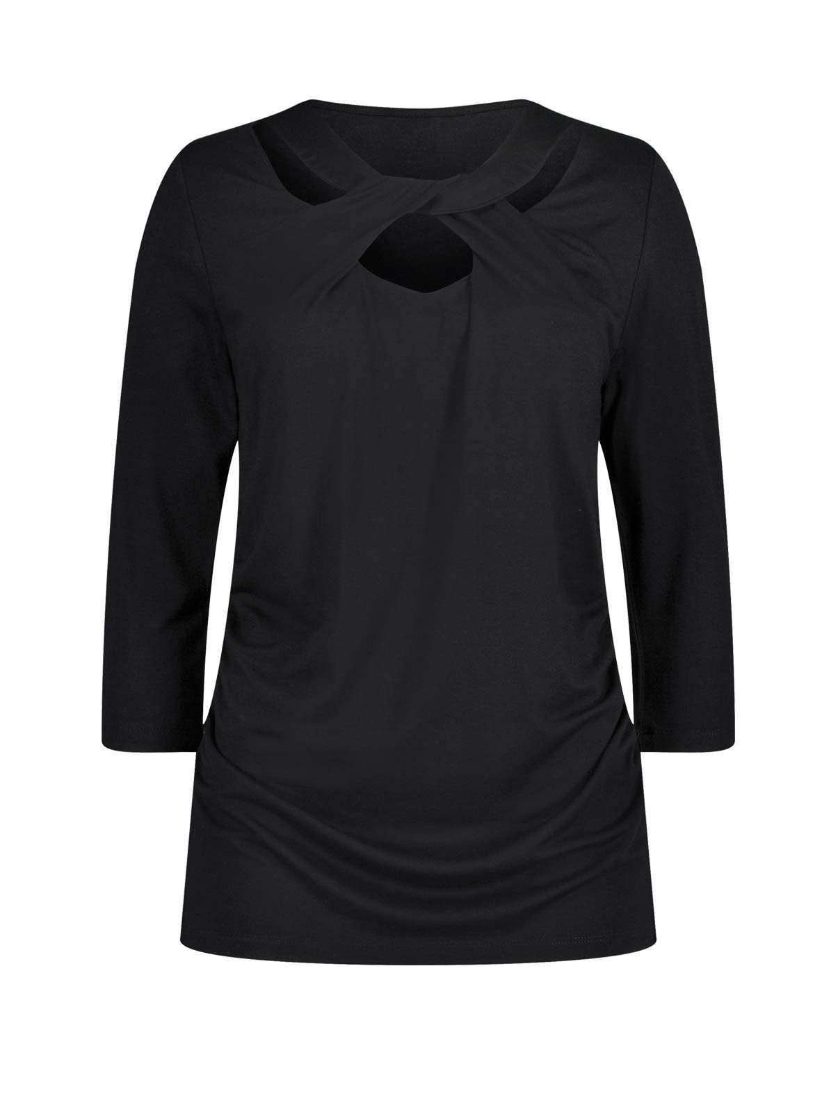 Ambria T-Shirt AMBRIA Damen mit Cut-Outs, schwarz Jerseyshirt