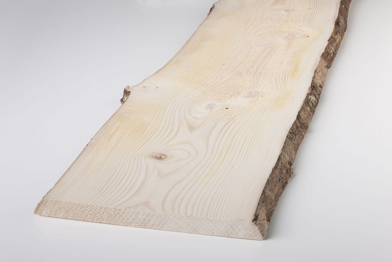 Trend Line Regaleinsatz Massivholzbrett Weißtanne mit Baumkante 100 x 36 -