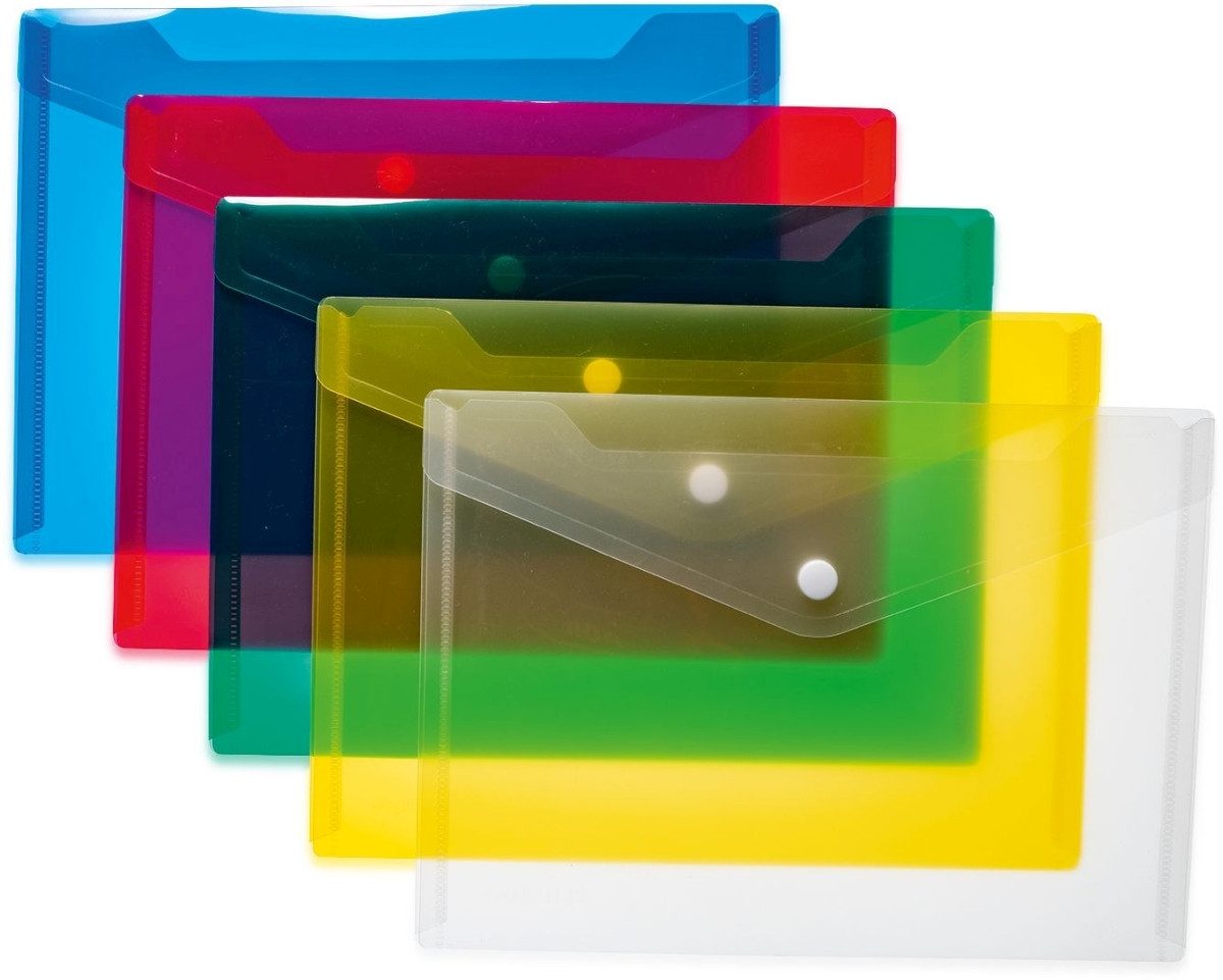 Fächermappe Brieftaschen A5 PP Standardfarben sortiert VE=5 Stück.