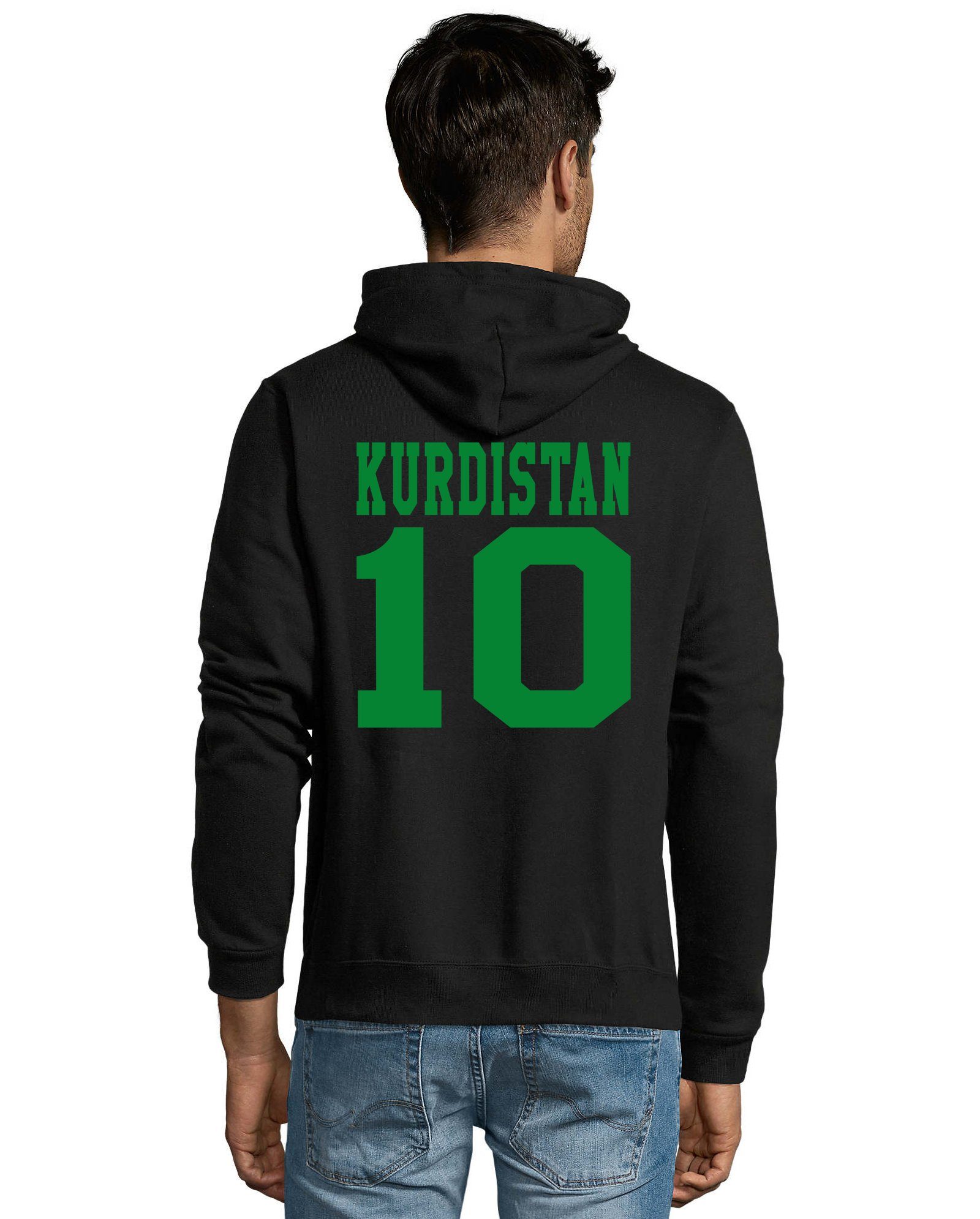 Hoodie Herren Kurdistan Hoodie Mit Fußball Schwarz Trikot Pullover Brownie Sport & Blondie Kapuze