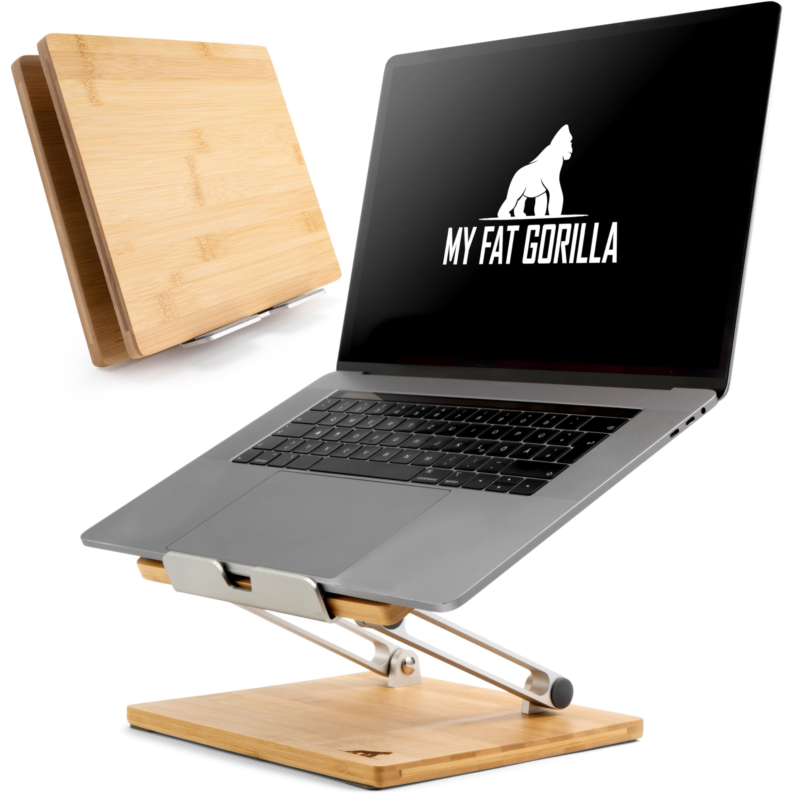 MyFatGorilla Laptop-Ständer Bambus höhenverstellbar, ergonomische universal Halterung für Notebook