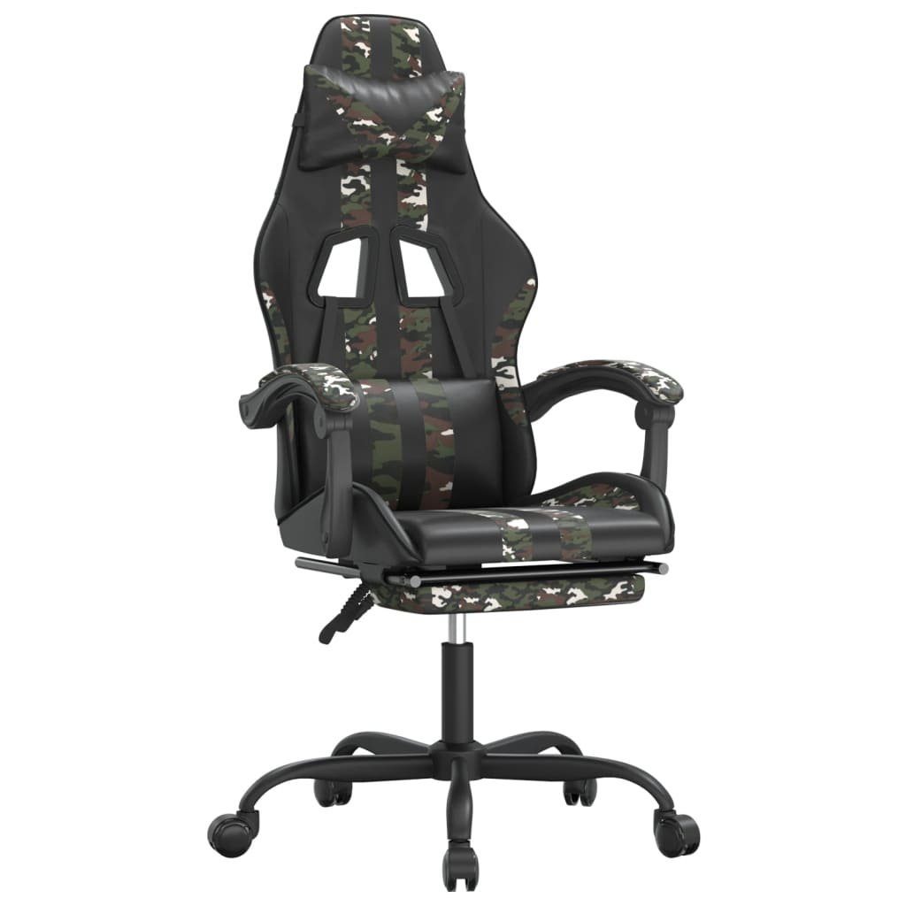 vidaXL Gaming-Stuhl Gaming-Stuhl und Tarnfarben (1 St) Camouflage Schwarz und und | Fußstütze Schwarz Kunstleder Schwarz mit Camouflage