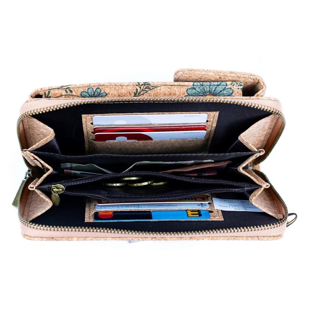 Goodman Design Handytasche Bedruckte Smartphone Tasche und Geldbörse aus Naturkork mit Münzfach, Stylisch, Praktisch und Umweltbewusst