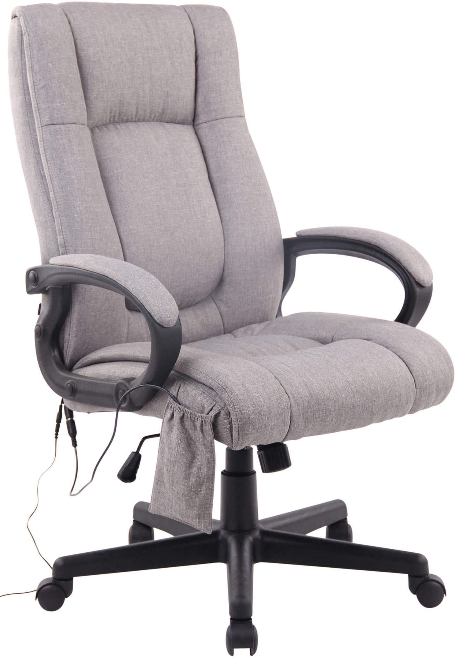 TPFLiving Bürostuhl Sportino Stoff - bequeme Rückenlehne - höhenverstellbar - 360° drehbar (Schreibtischstuhl, Drehstuhl, Chefsessel, Bürostuhl XXL), Gestell: Kunststoff schwarz - Sitz: Stoff grau | Drehstühle