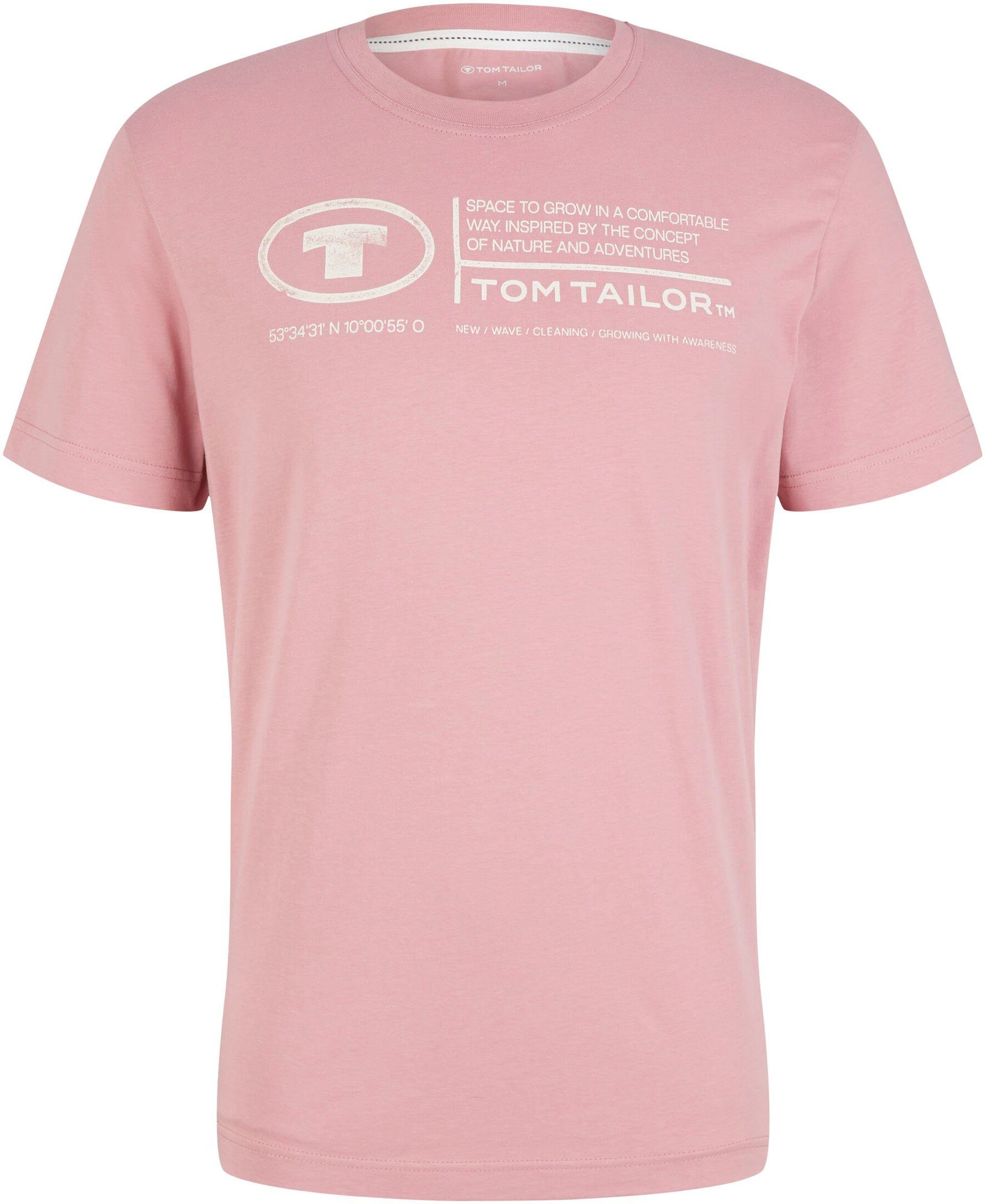 Print-Shirt altrosa TOM Herren Tom T-Shirt Frontprint TAILOR Tailor