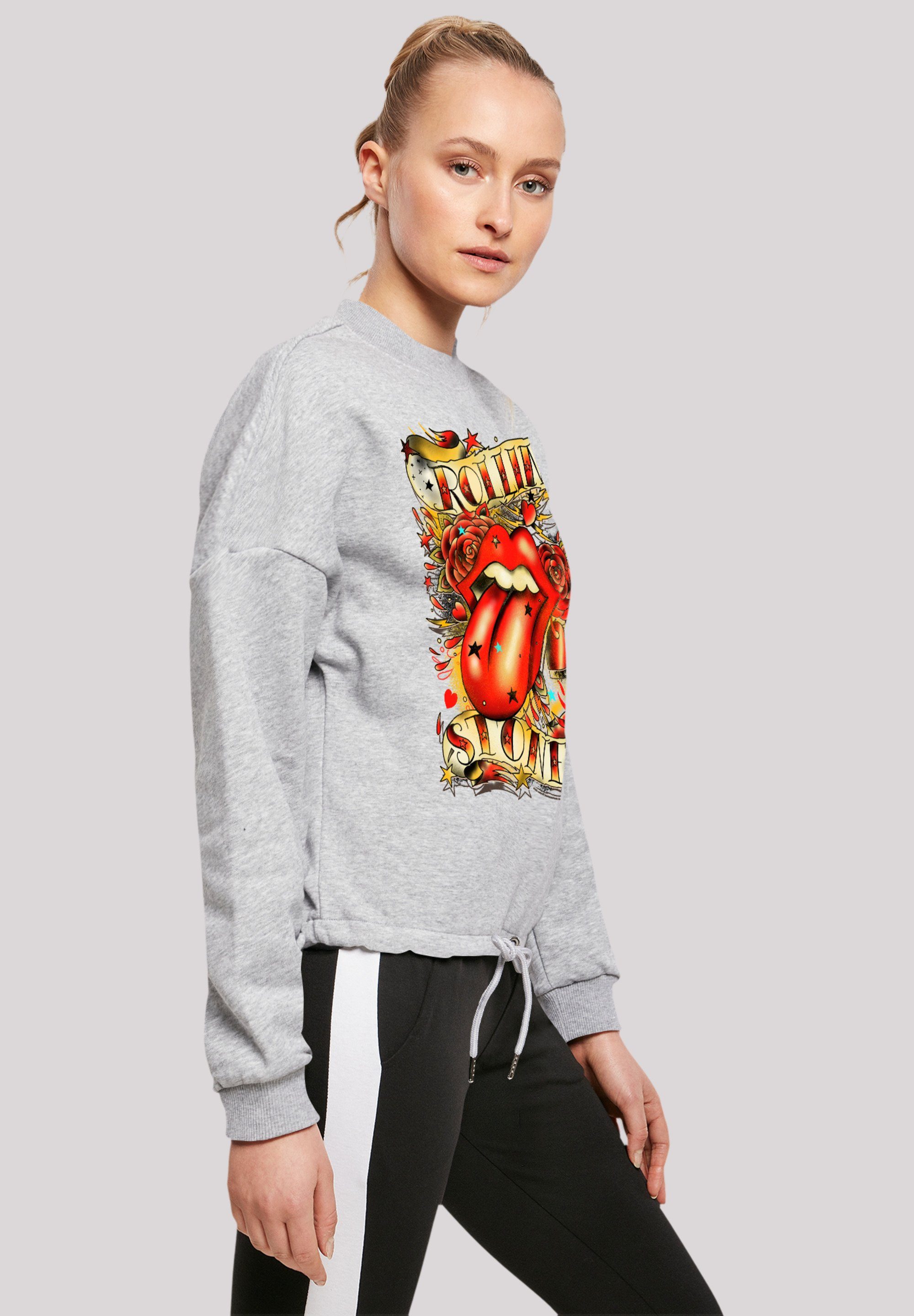 Sweatshirt F4NT4STIC Stars Rolling The heather Musik, Logo Band, Stones grey Tongue And