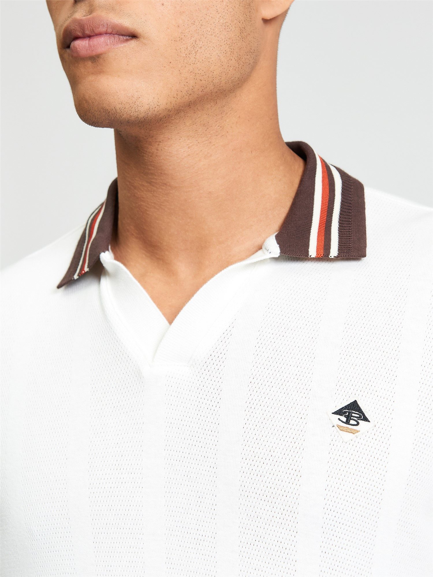 Ben Sherman Poloshirt Poloshirt Ben Sherman Trim Block Open Kontraststreifen (tipping) an Kragen und Ärmeln