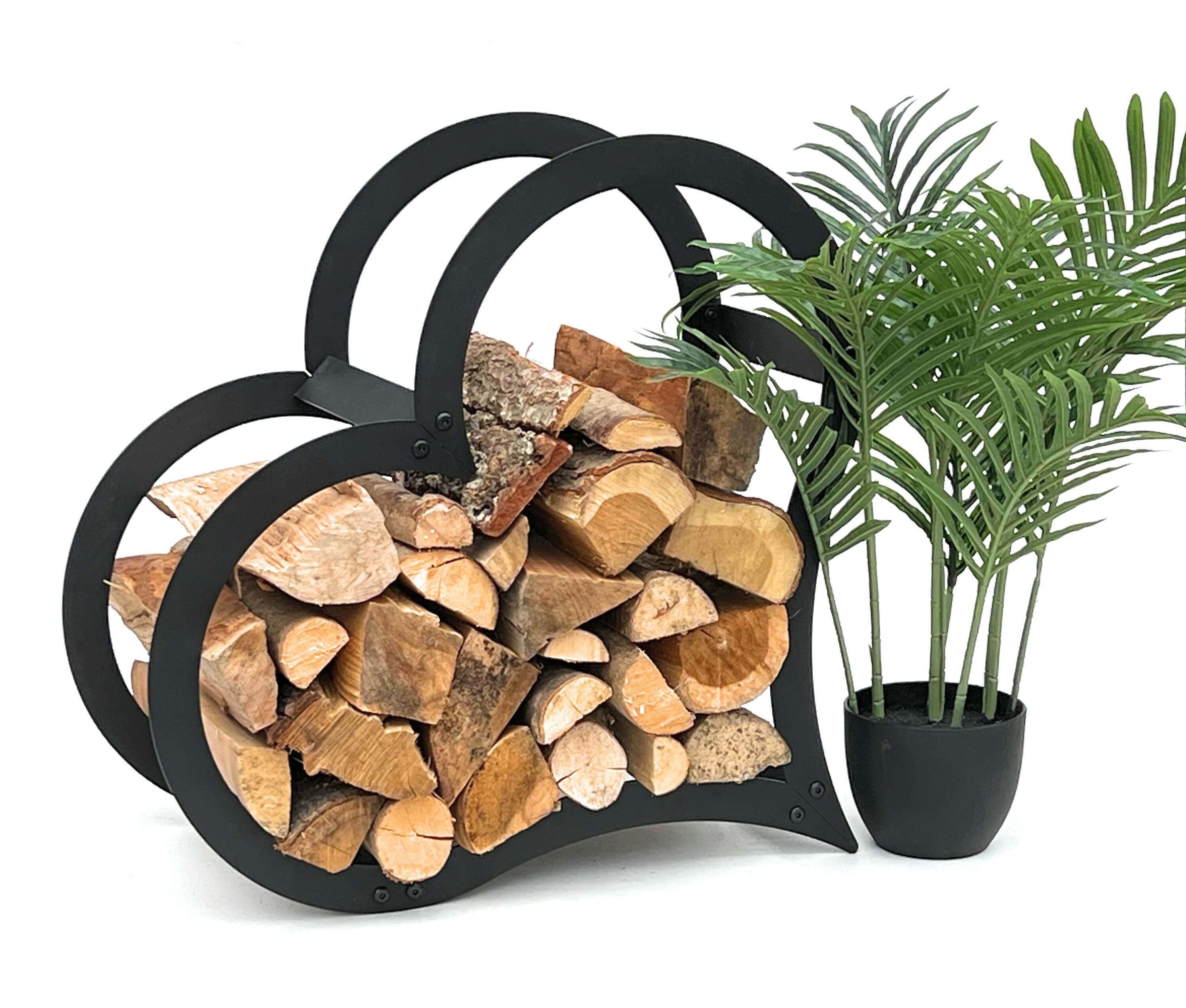 DanDiBo Kaminholzregal Metall Schwarz Stehend Herz 52 cm Kaminholzständer, günstig online kaufen