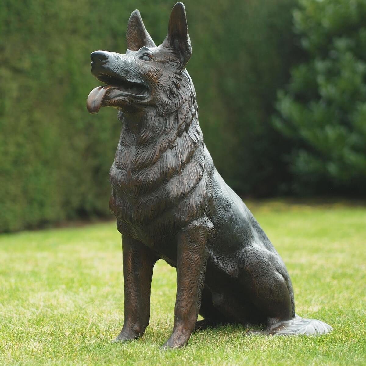 [Sehr willkommen] bronZartes Gartenfigur "Schäferhund Bronze aus Rex"