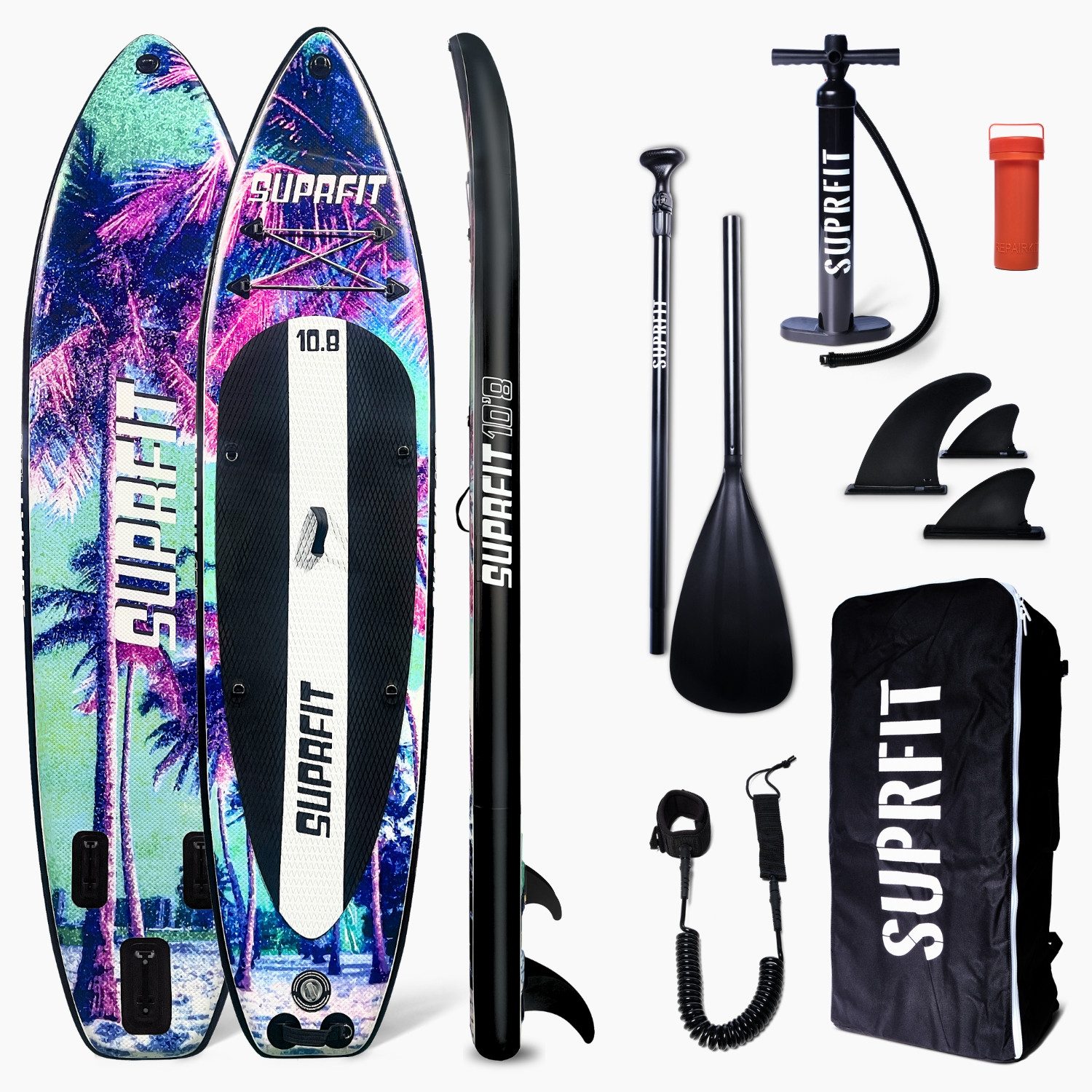 SF SUPRFIT Inflatable SUP-Board Stand-Up Paddling Board Sunset Vice, Touring, Perfekt für Anfänger – kein Frust beim Einstieg