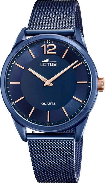Lotus Quarzuhr Lotus Herren Armbanduhr Smart Casual, Herrenuhr rund, groß (ca. 40mm) Edelstahlarmband blau