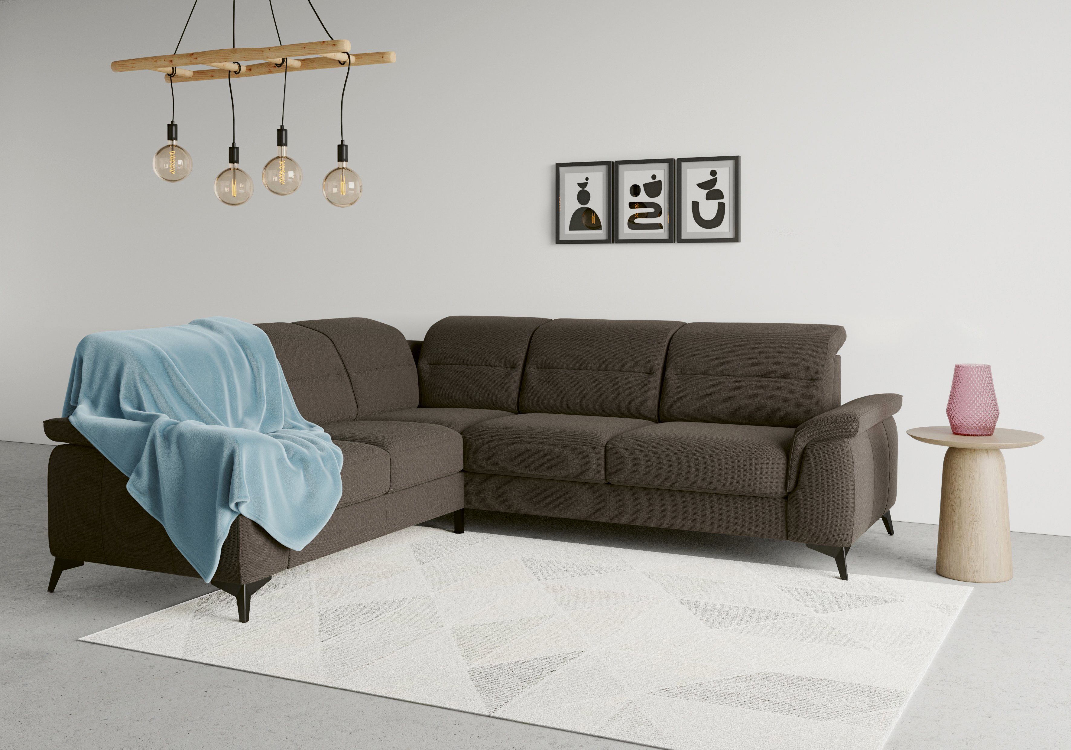 sit&more Ecksofa mit optinal Metallfüße Armteilfunktion, Kopfteilverstellung Sinatra, und