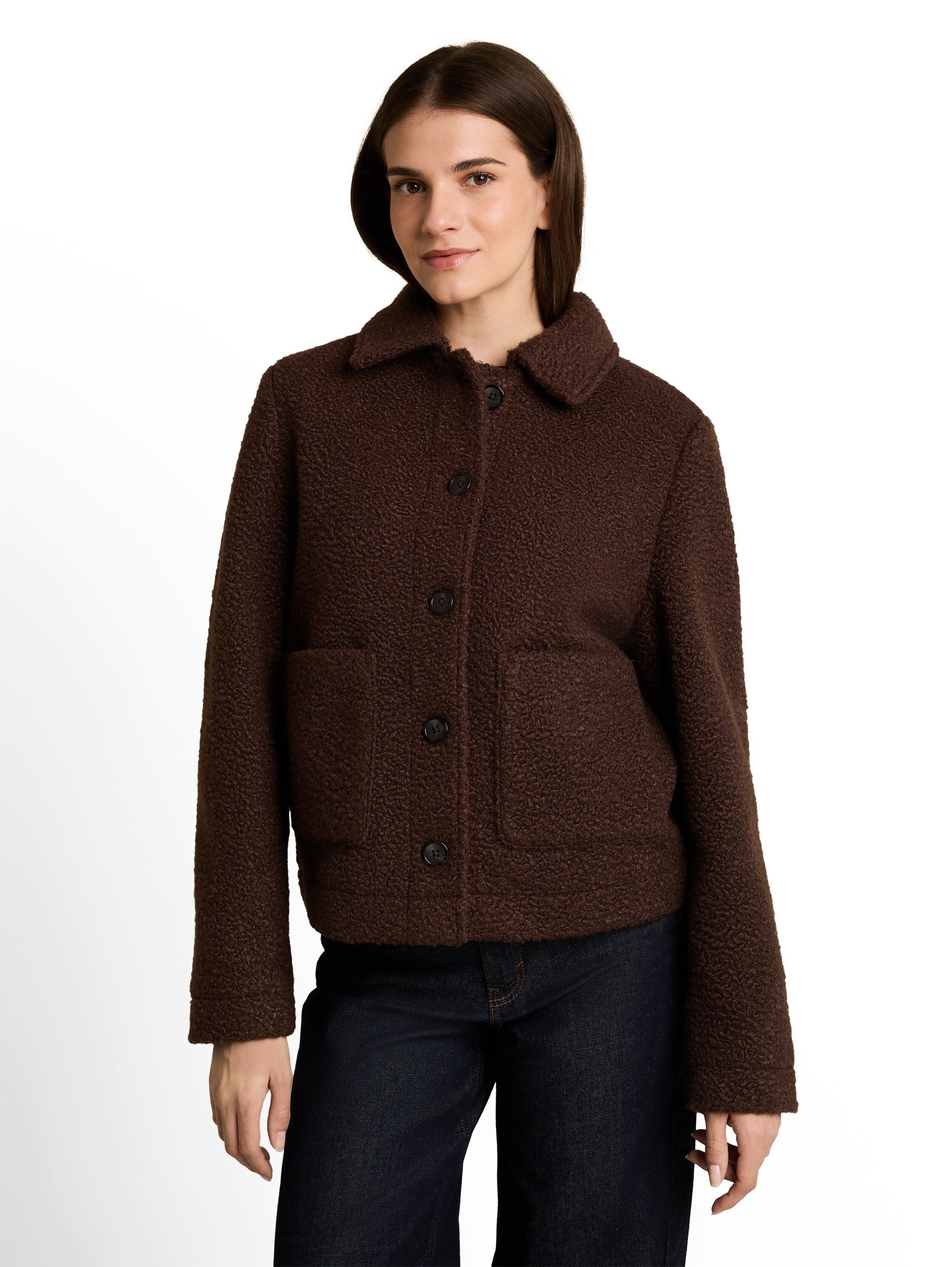 TOM TAILOR Fleecejacke mit Hemdkragen und Knopfleiste