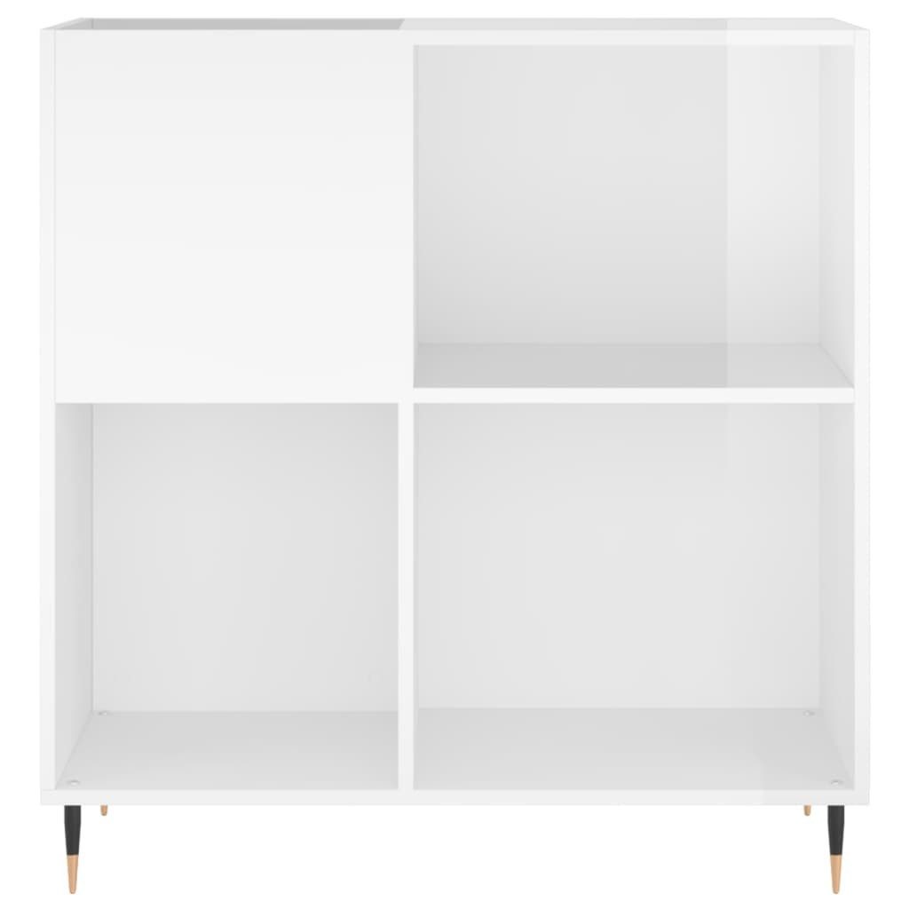 furnicato Media-Regal Plattenschrank 84,5x38x89 cm Hochglanz-Weiß mit Eisenbeinen, 1-tlg., Stabile LP-Regal mit Ablagefläche und befestigter Wandhalterung