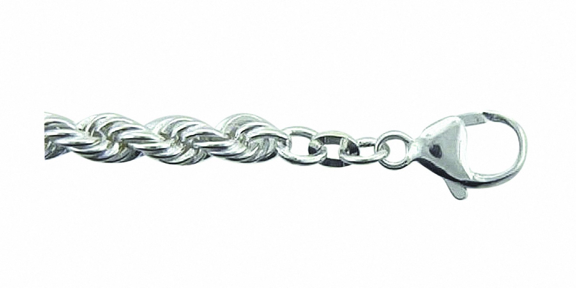 Silberarmband Damen 925 Silber Kordel Armband 19 cm Ø 4,4 mm