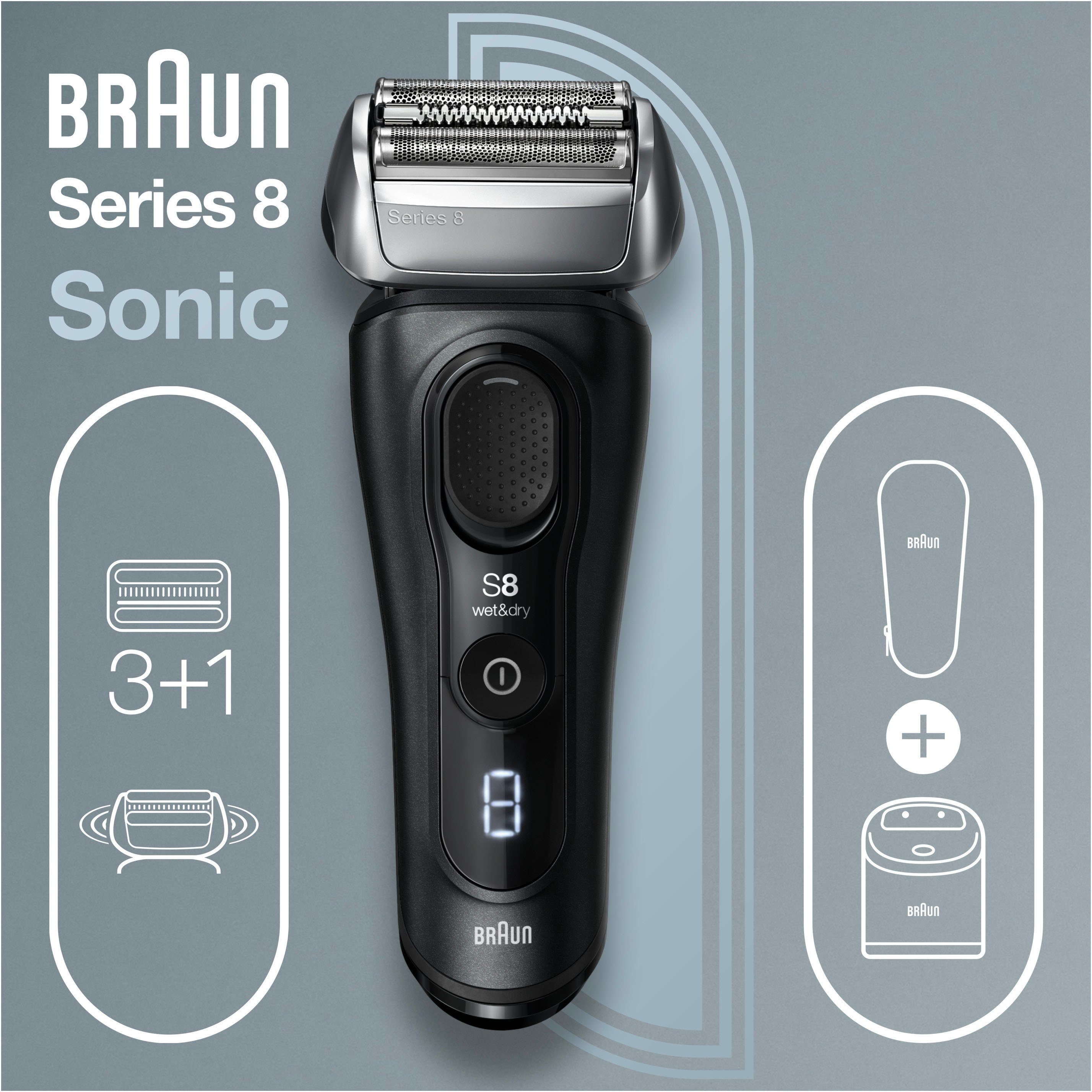 Braun Elektrorasierer Series 8 - 8450cc, wet&dry, Ladestation, und 4-in-1 Reinigungsstation (SmartCare 1, System 5-Stufen-Reinigungs- Aufsätze: Center)