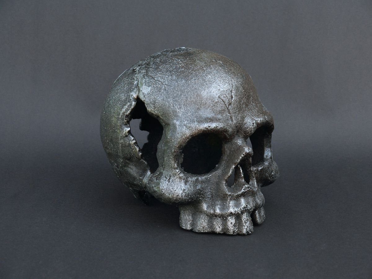 Totenschädel Totenkopf Gusseisen Schädel Dekofigur Skull Gothic AFG