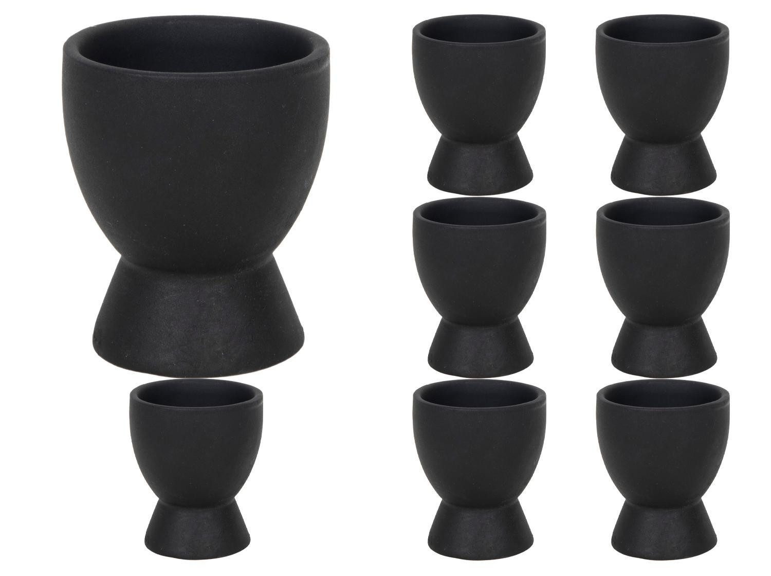 HIT Trading Eierbecher BRUNCH, Ø 6 cm, H 8 cm, Schwarz matt, (Set, 8-tlg), Steingut