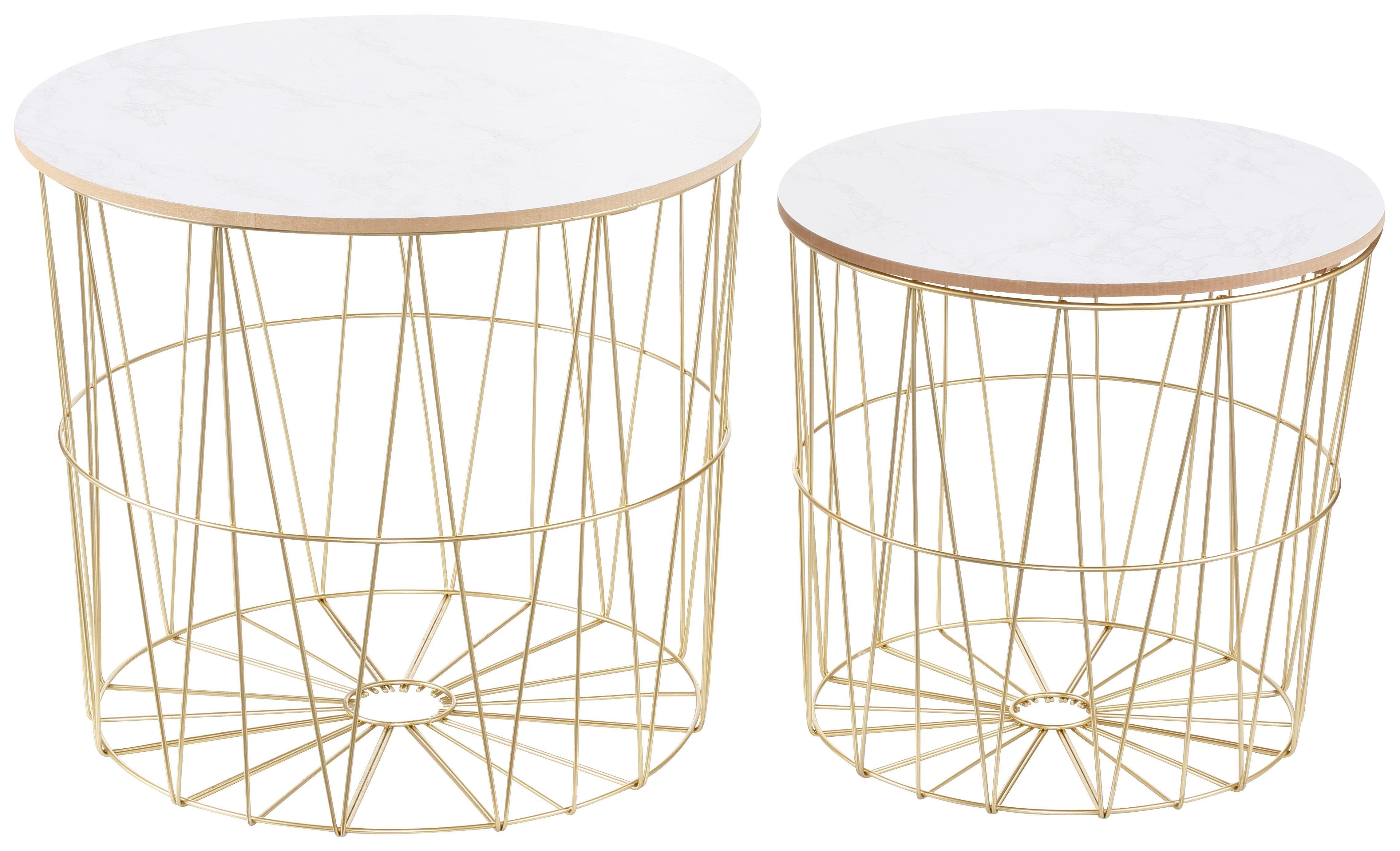 my Flair Beistelltisch St. Tropez (Set, 2-St), goldfarben mit Platte in Marmor-Optik