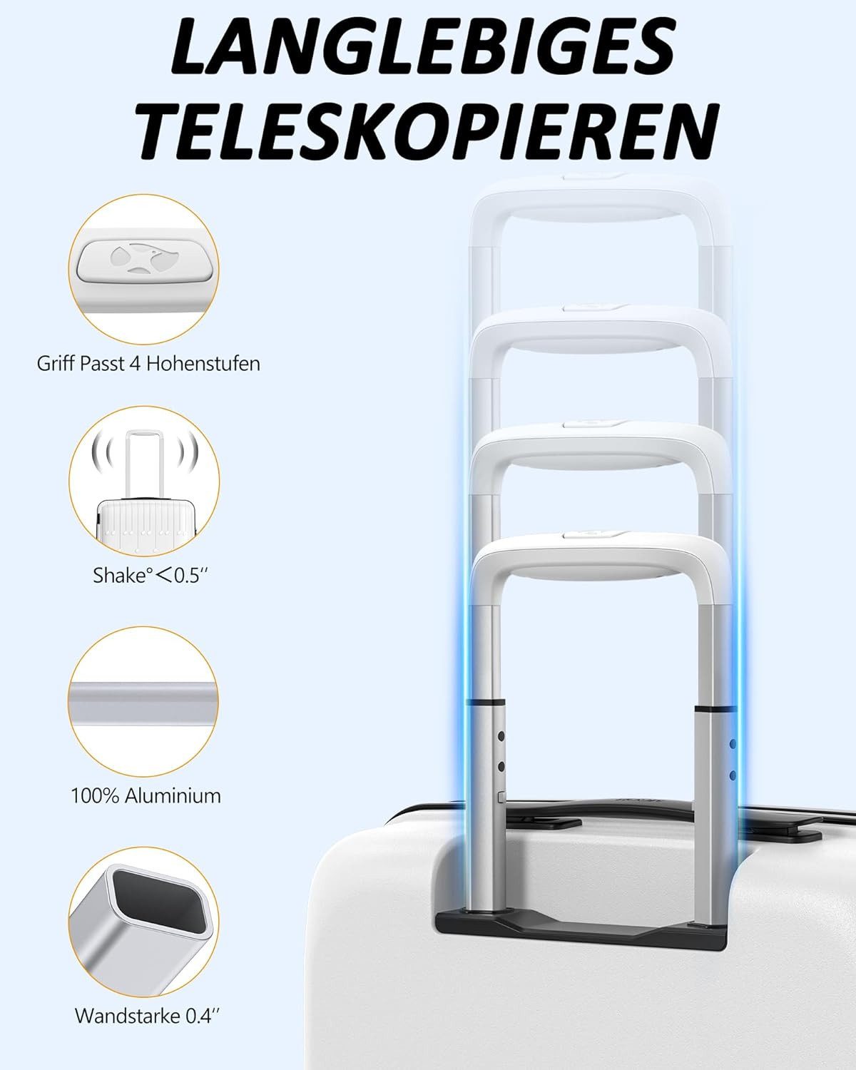 Diyarts Handgepäckkoffer Handgepäck Koffer, 4 Rollen, Handgepäck-Trolley, Leichtgewichtig mit TSA-zugelassenen Schlössern