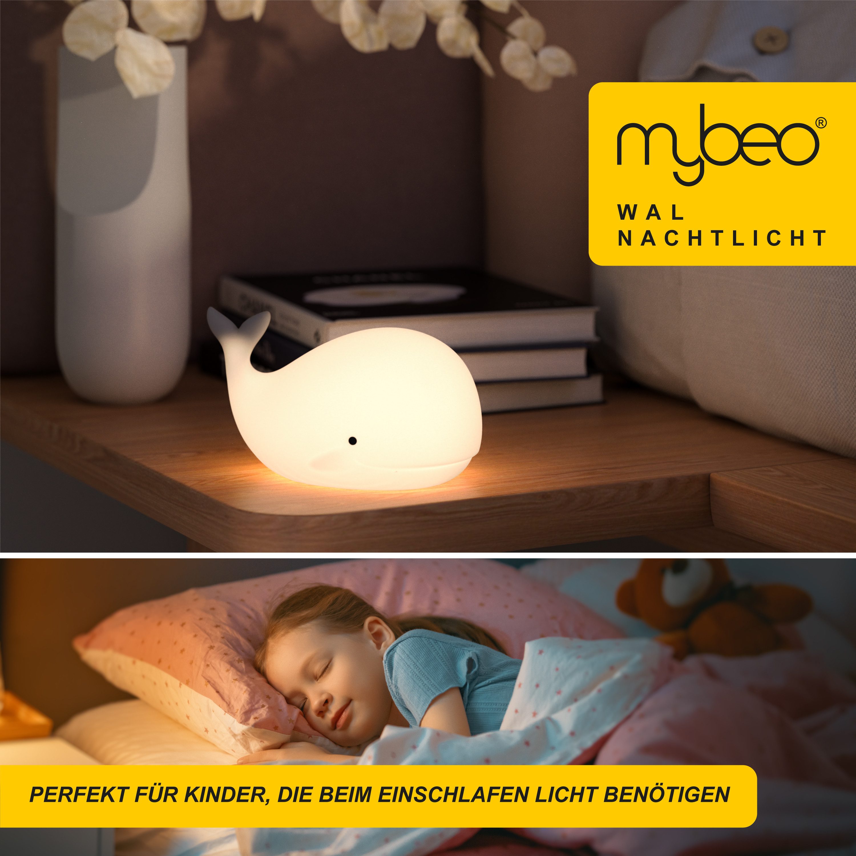 MyBeo LED Nachtlicht für Babys und Kinder, Nachtleuchte mit RGB Farbwechsel, warmweiß, Farbwechsel, Nachtlichtfunktion, mit LED, Timer, Einschlafhilfe, LED fest – Bild 4 von 5