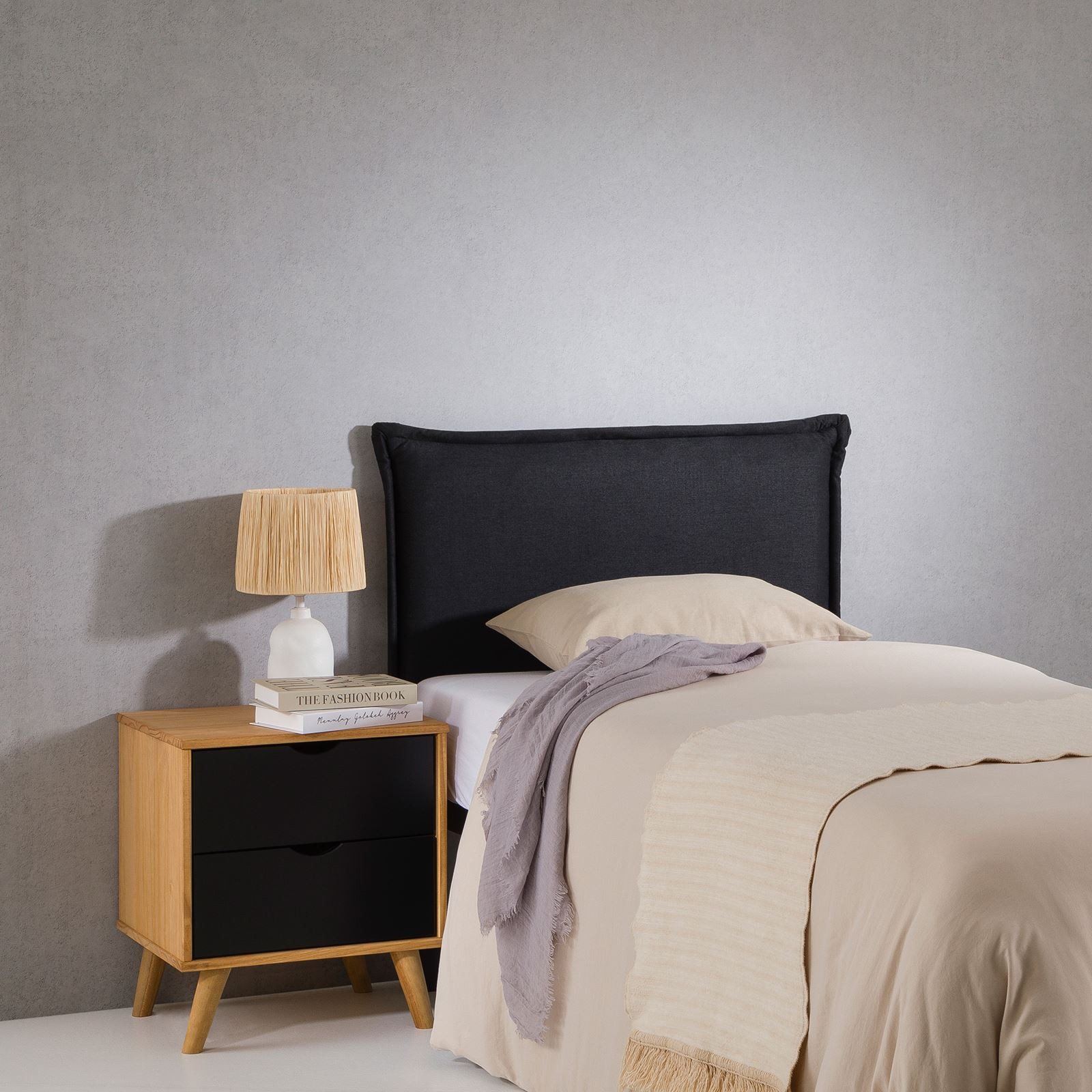 IDIMEX Kopfteil NERINA, Bettkopfteil 90cm, Headboard, Kopfteil gepolstert Stoffbezug schwarz