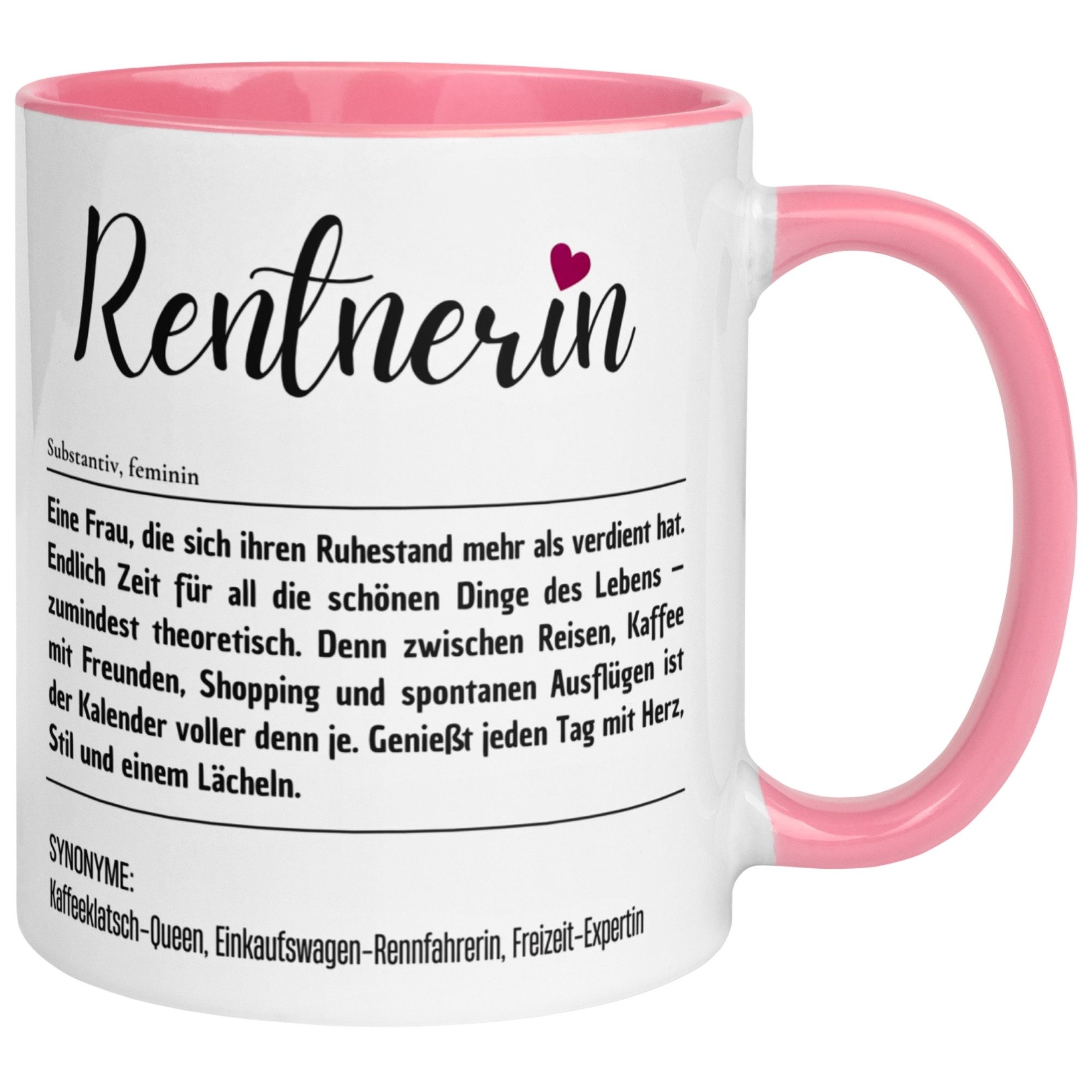 Momentals Tasse Rente Frau – Definition Rentnerin – Geschenk Renteneintritt Ruhestand, Gratis Versand · Links-&Rechtshänder · Spülmaschinenfest