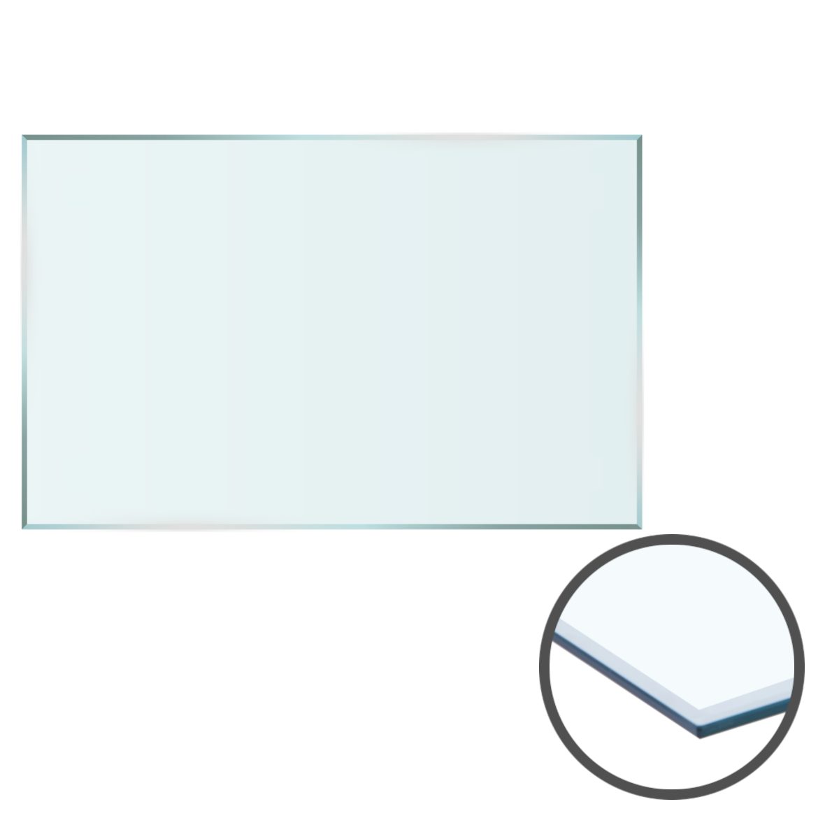 cm mit Glasplatte HOOZ Facettenschliff rechteckig Klarglas, Tischplatte - 90x60x0,6