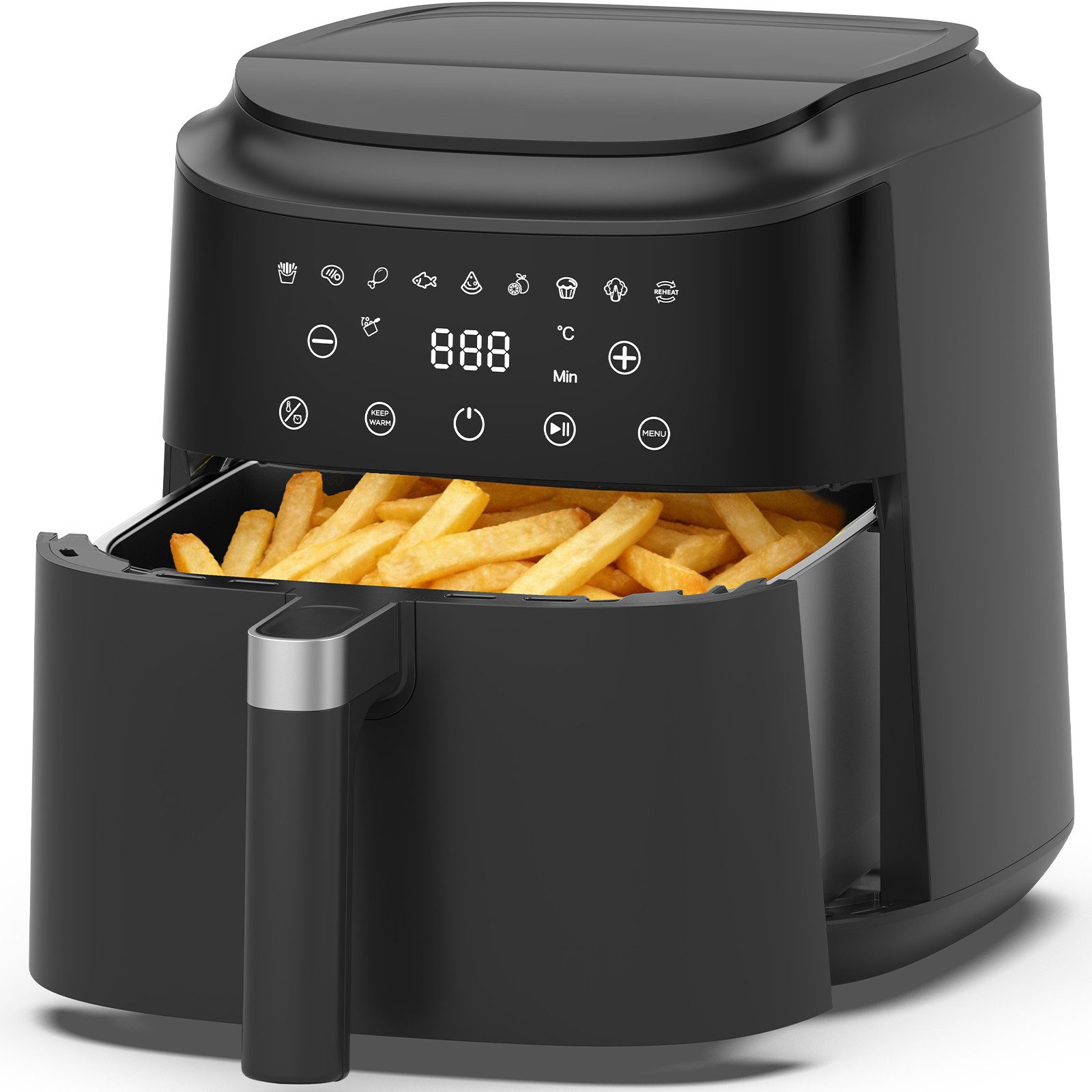 AIMAX Heißluftfritteuse Airfryer 6L, 360° Heißluft, Timer, 40–200°C, Spülmaschinenfest, fettarm, ohne Öl, 1650 W, Touchdisplay, LED-Bildschirm, 9 Programme, Überhitzungsschutz